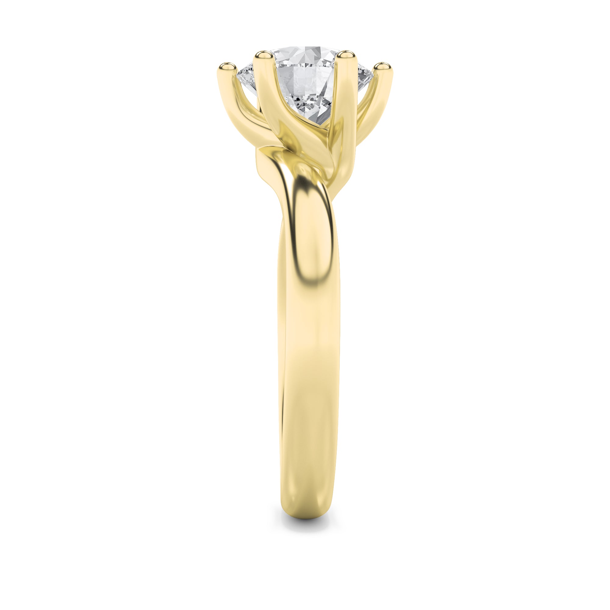 1Cttw Round Shaped Lab Grown Diamond (F/VS) BypassShank Engagement Ring in 14K Gold