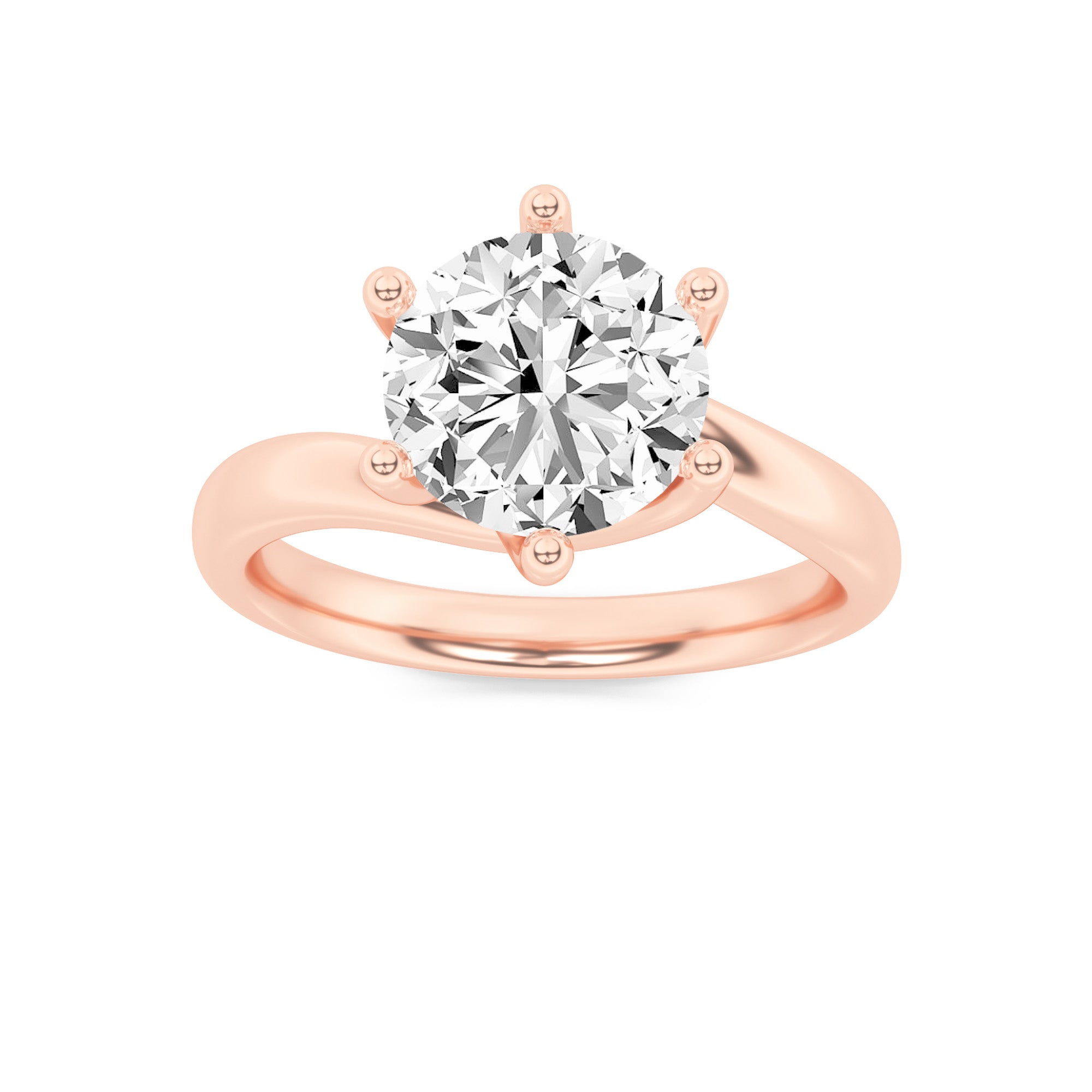 2Cttw Round Shaped Lab Grown Diamond (F/VS) BypassShank Engagement Ring in 14K Gold