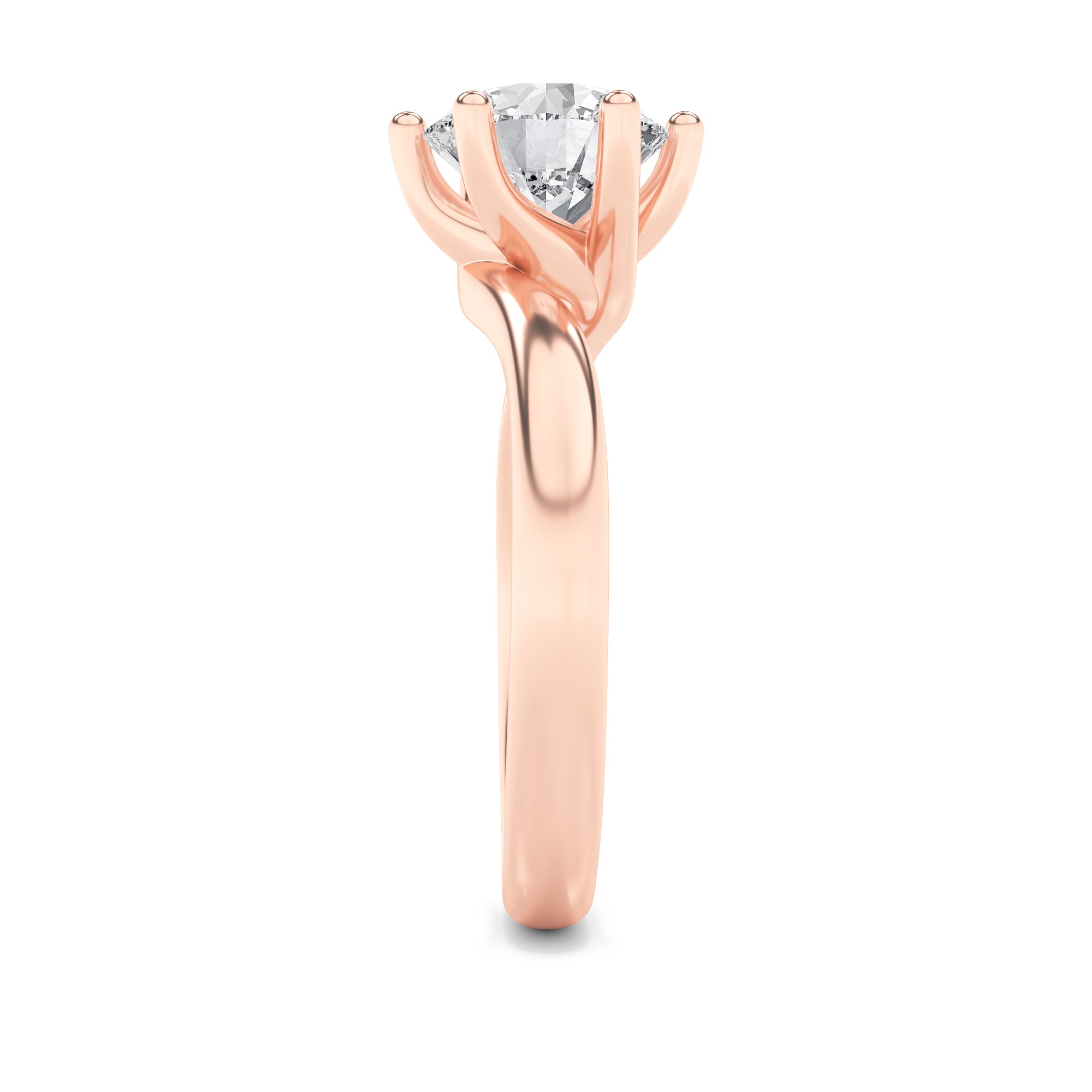 2Cttw Round Shaped Lab Grown Diamond (F/VS) BypassShank Engagement Ring in 14K Gold