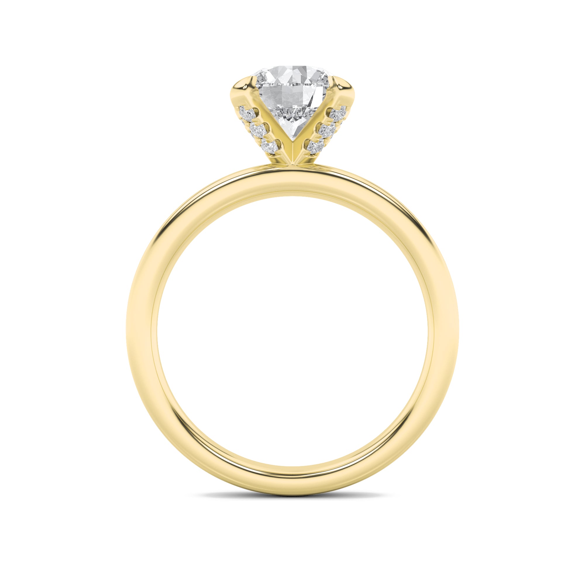 2Cttw Round Shaped Lab Grown Diamond (F/VS) HiddenHalo Petite Shank Ring in 14K Gold