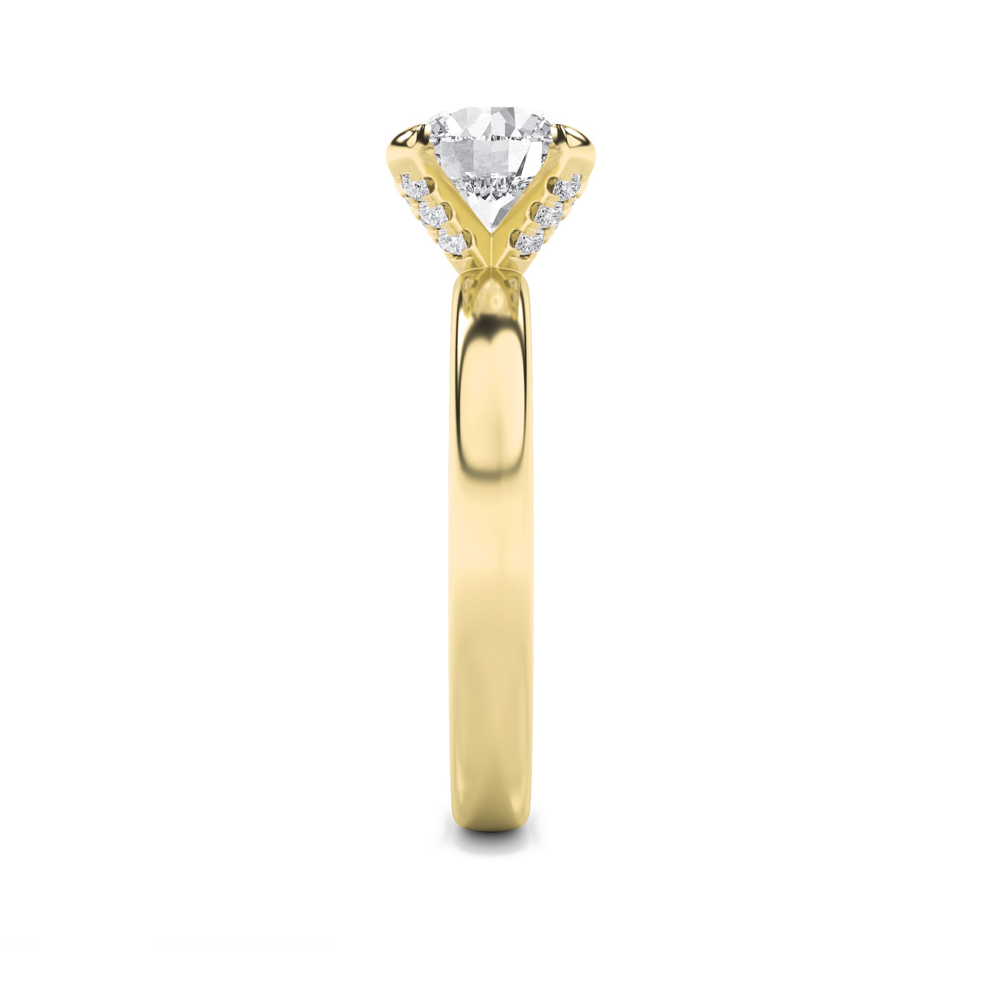 2Cttw Round Shaped Lab Grown Diamond (F/VS) HiddenHalo Petite Shank Ring in 14K Gold