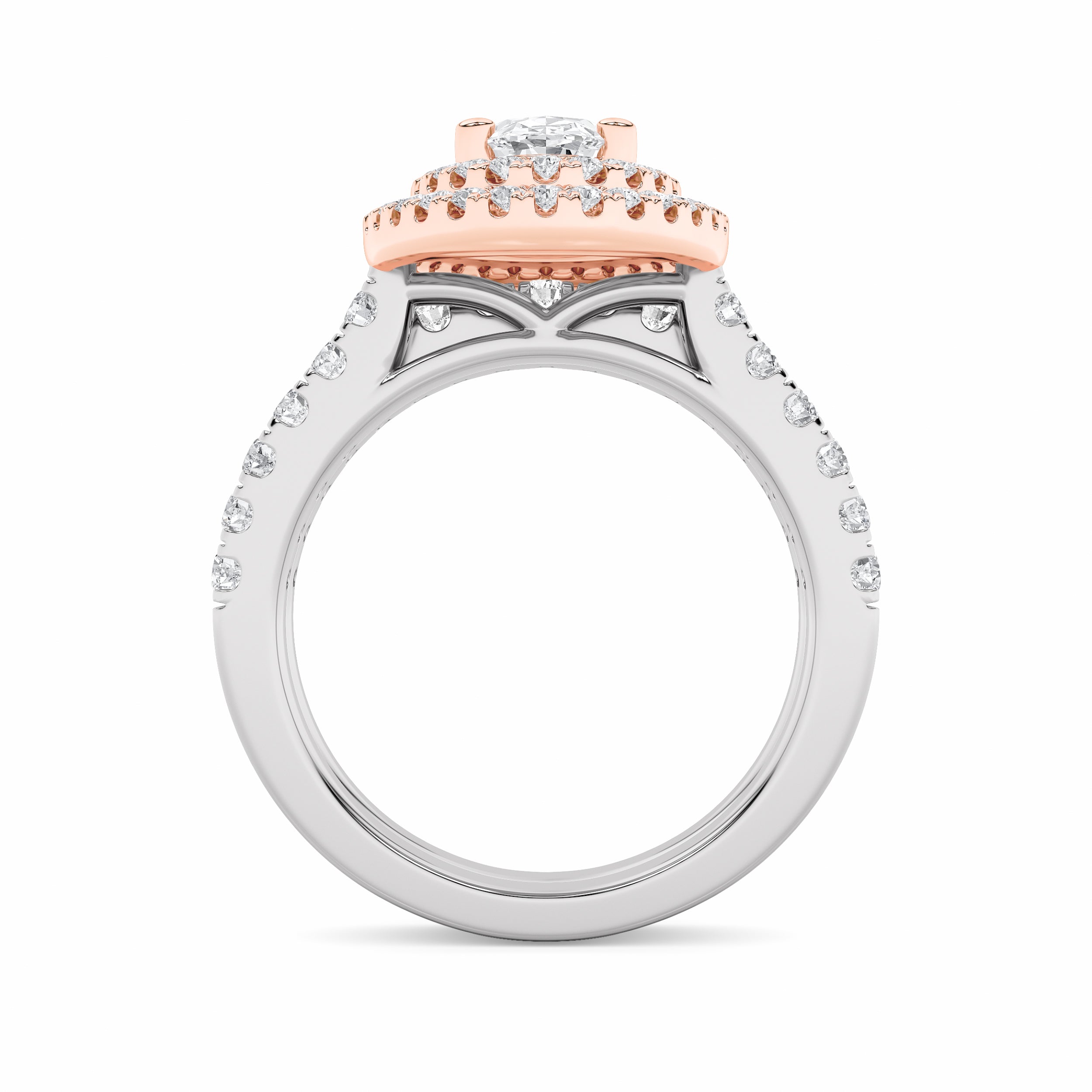 2Cttw Oval Shaped Lab Grown Diamond (F/VS) DoubleHalo Bridal Set Engagement Ring Set in 14K Gold