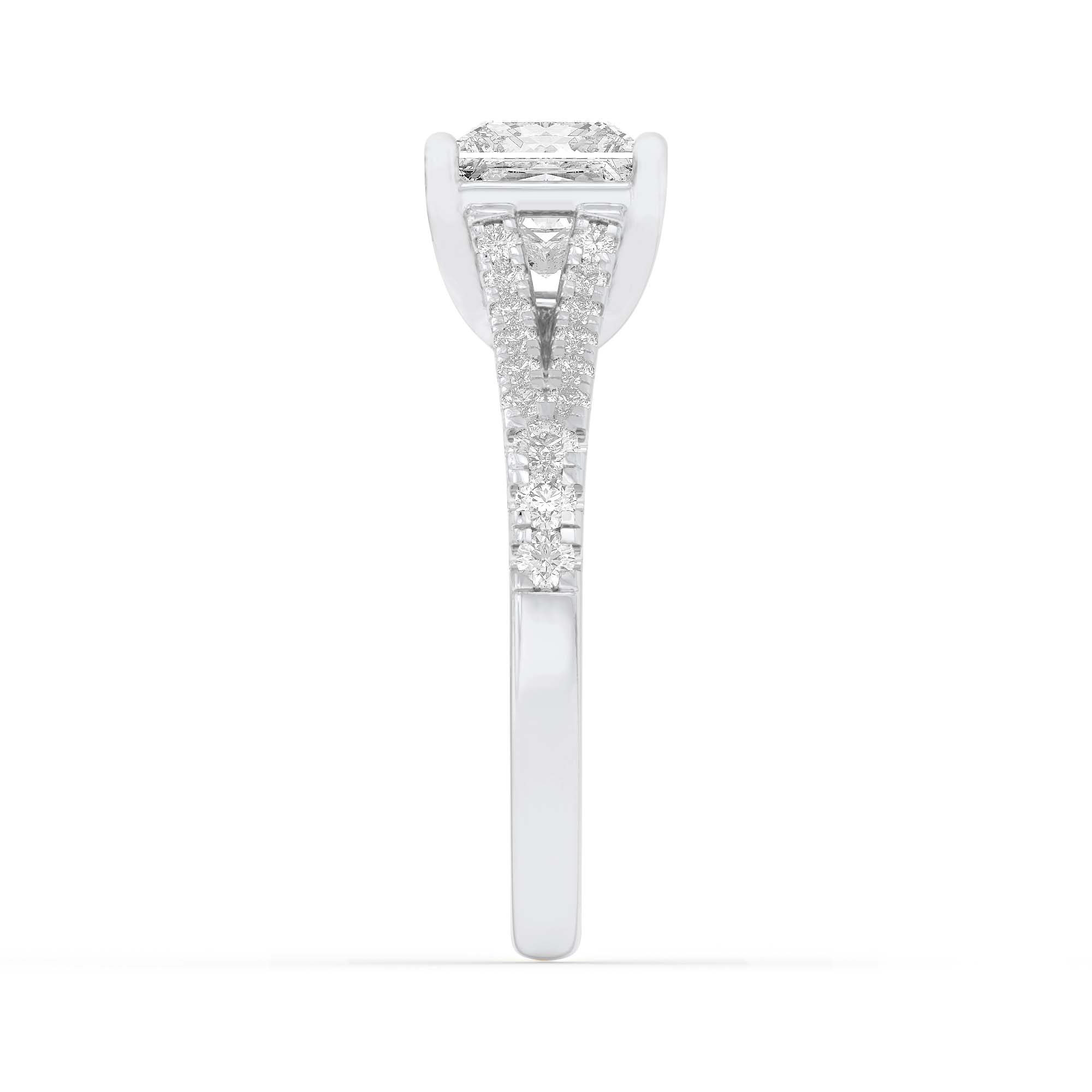 2Cttw Princess Shaped Lab Grown Diamond (F/VS) Split Shank Trellis Engagement Ring in 14K Gold