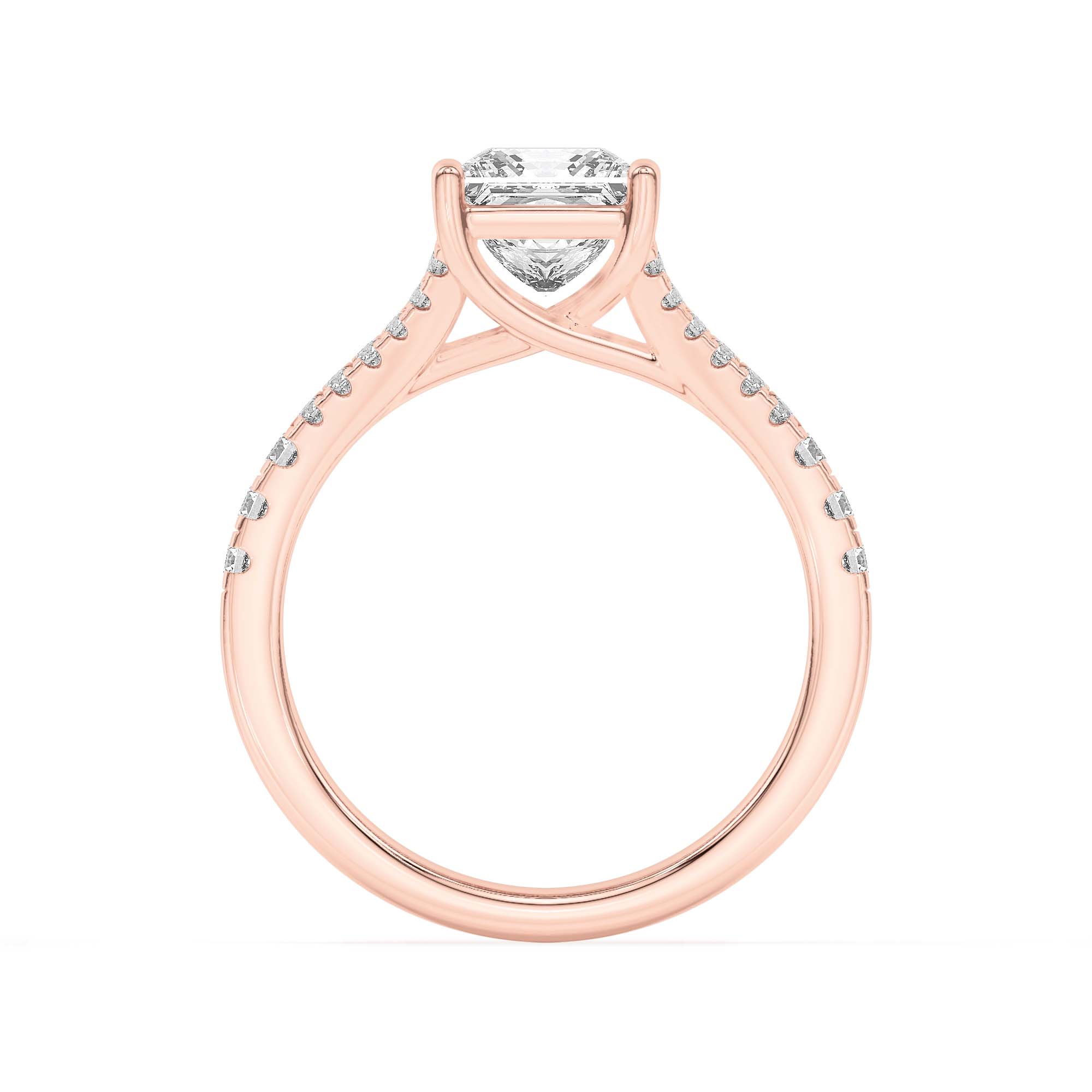 2Cttw Princess Shaped Lab Grown Diamond (F/VS) Split Shank Trellis Engagement Ring in 14K Gold
