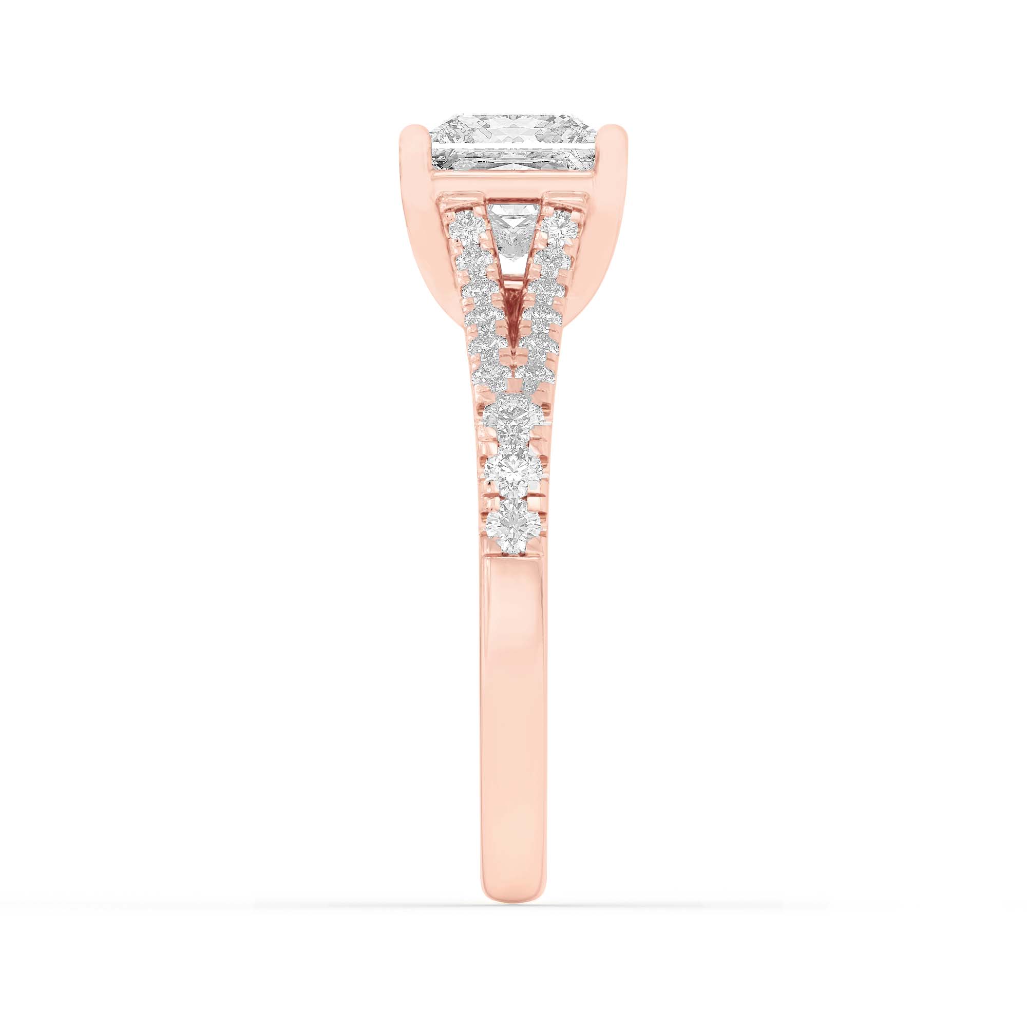 2Cttw Princess Shaped Lab Grown Diamond (F/VS) Split Shank Trellis Engagement Ring in 14K Gold