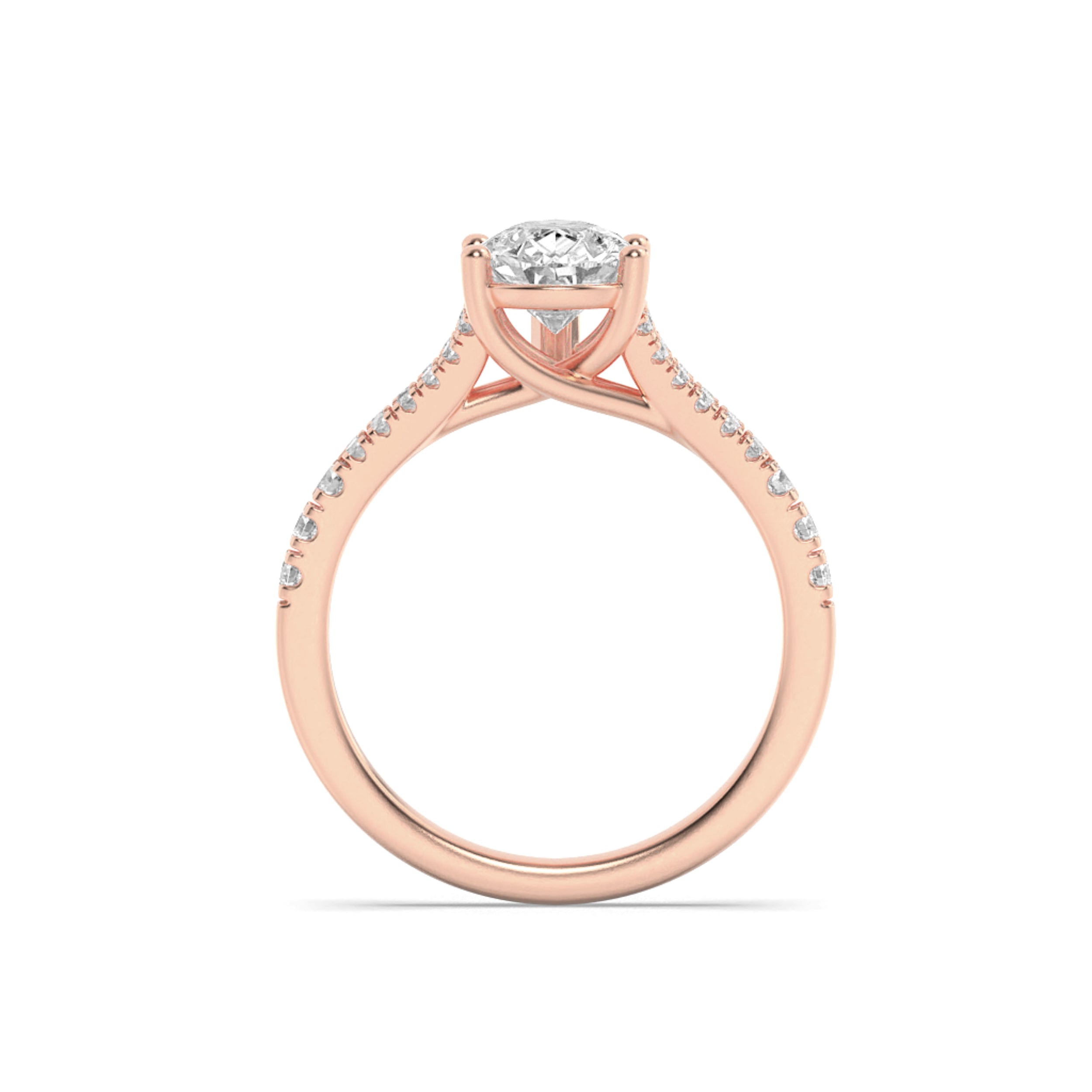2Cttw Pear Shaped Lab Grown Diamond (F/VS) Split Shank Trellis Engagement Ring in 14K Gold