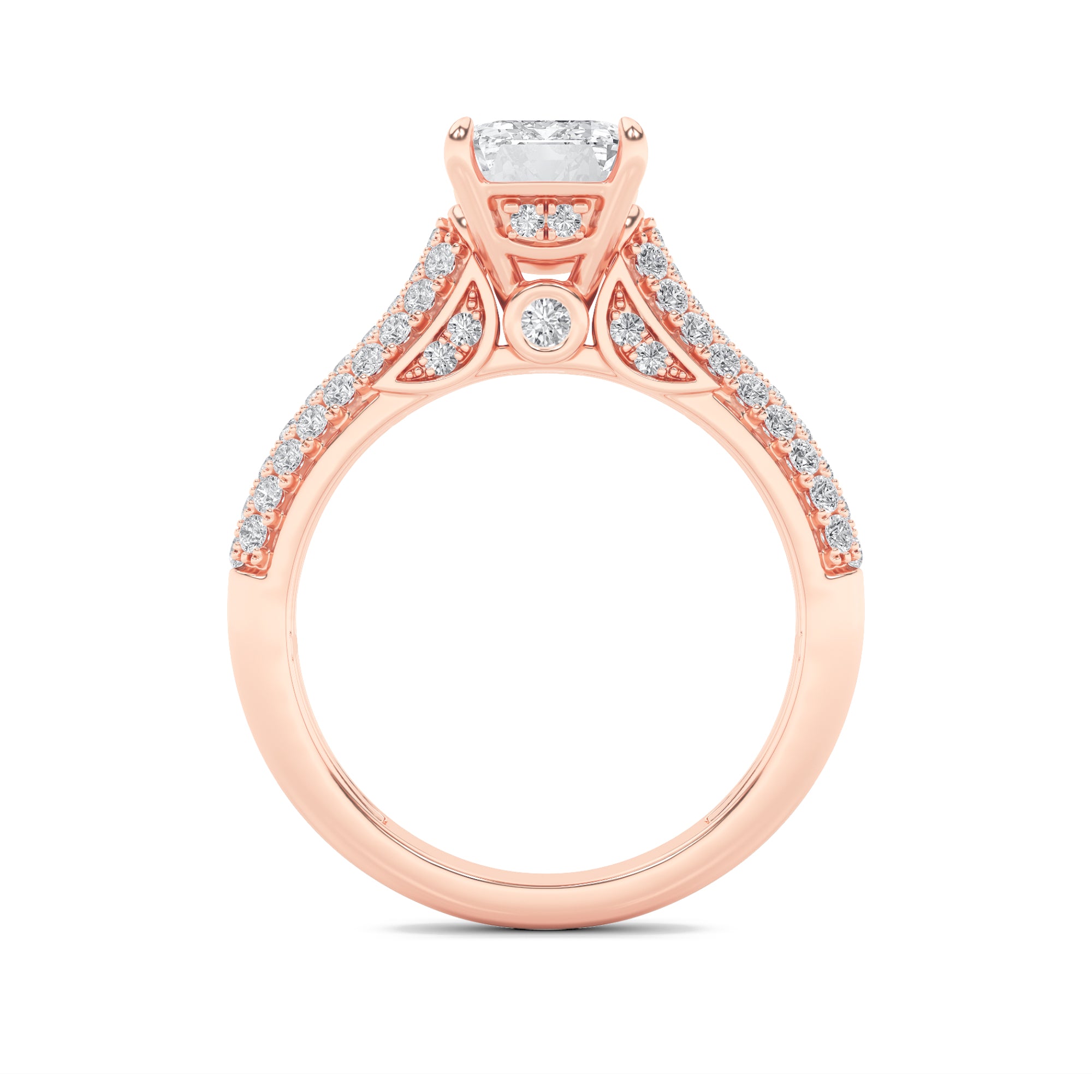 2.5Cttw Emerald Shaped Lab Grown Diamond (F/VS) Hidden Halo Accented Engagement Ring in 14K Gold