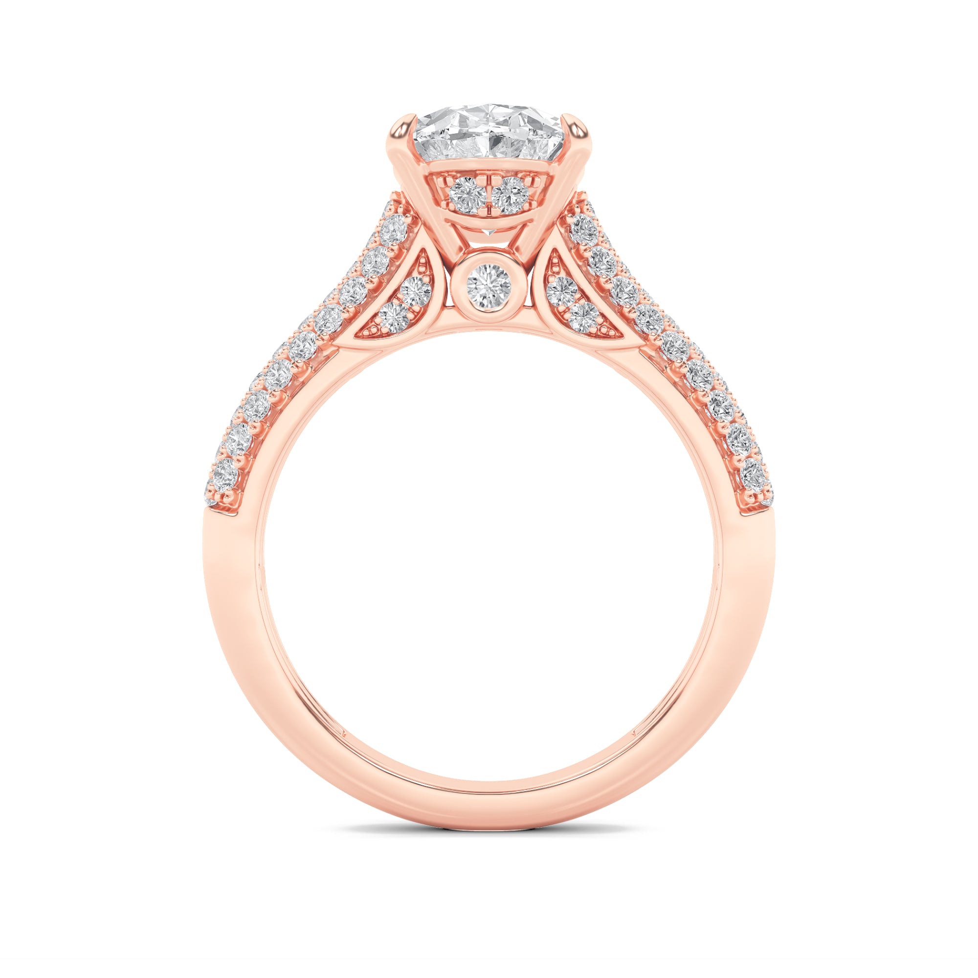 1.5Cttw Oval Shaped Lab Grown Diamond (F/VS) Hidden Halo Accented Engagement Ring in 14K Gold