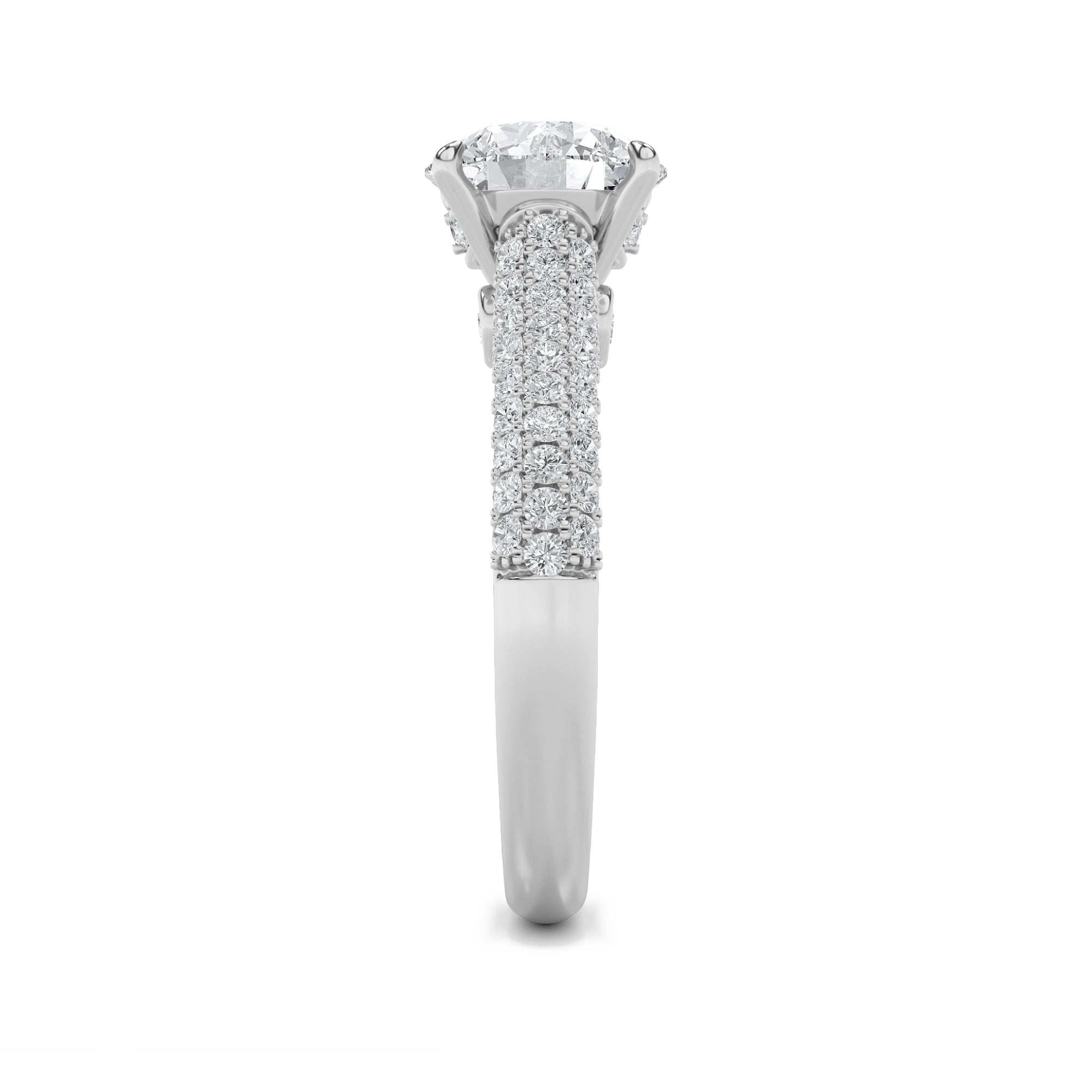 1.5Cttw Round Shaped Lab Grown Diamond (F/VS) Hidden Halo Accented Engagement Ring in 14K Gold