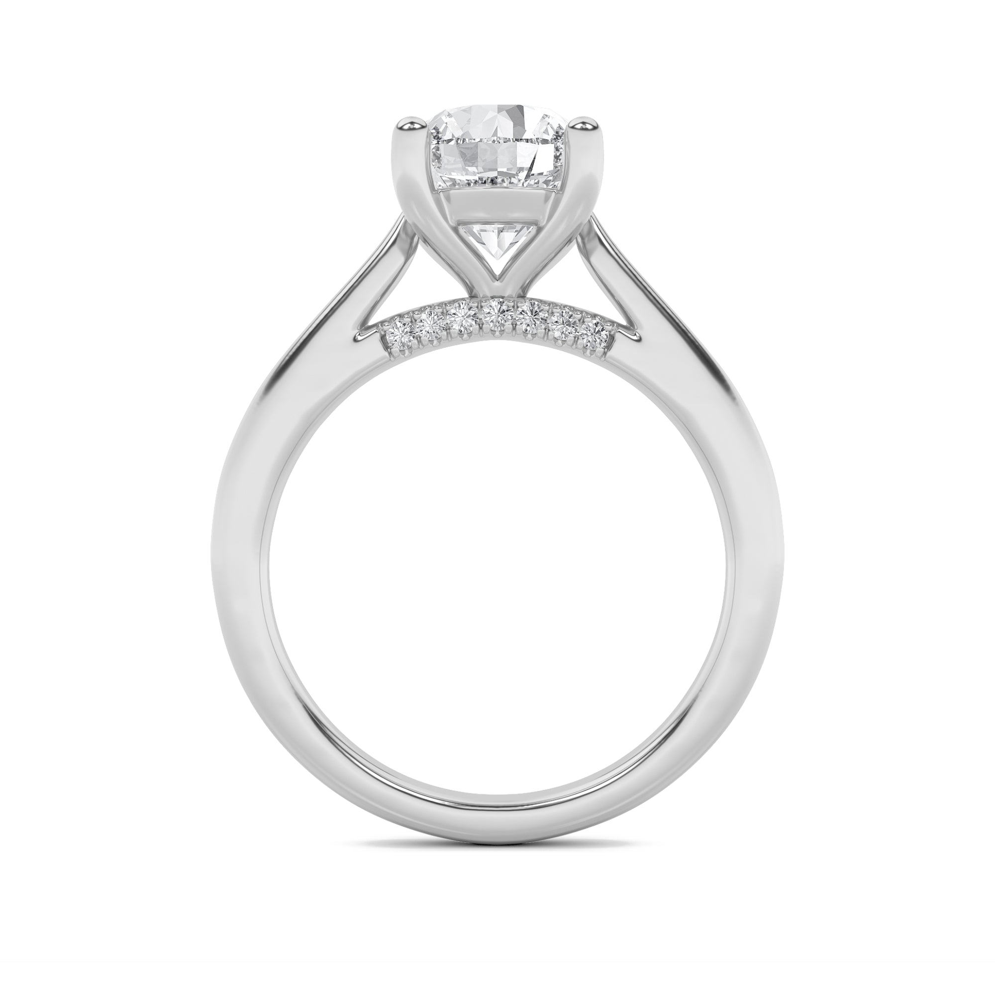 1Cttw Round Shaped Lab Grown Diamond (F/VS) Accented Enagement Ring in 14K Gold