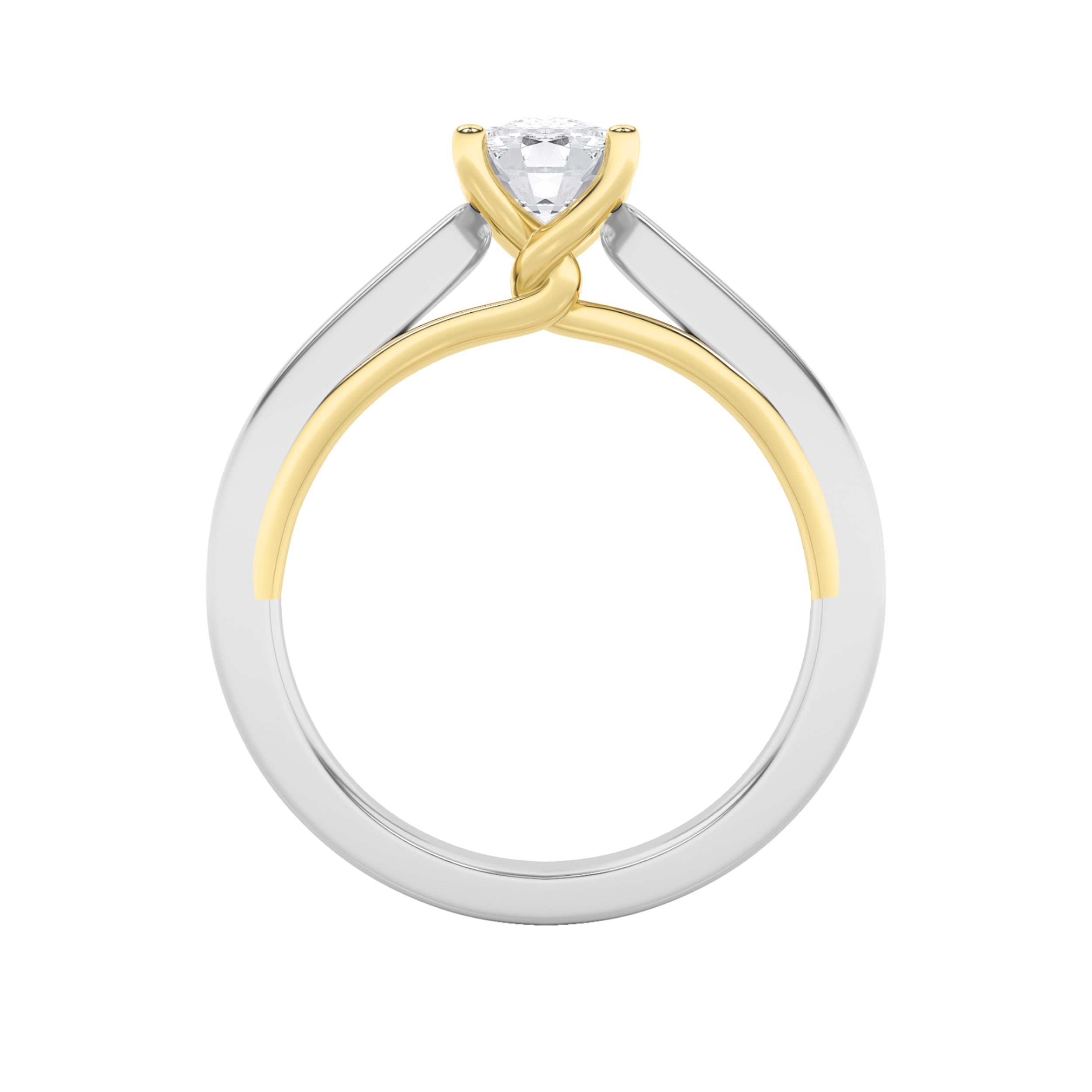 1Cttw Elongated Cushion Shaped Lab Grown Diamond (F/VS) Two Tone Twisted Basket Cathedral Shank Solitaire Ring in 14K Gold