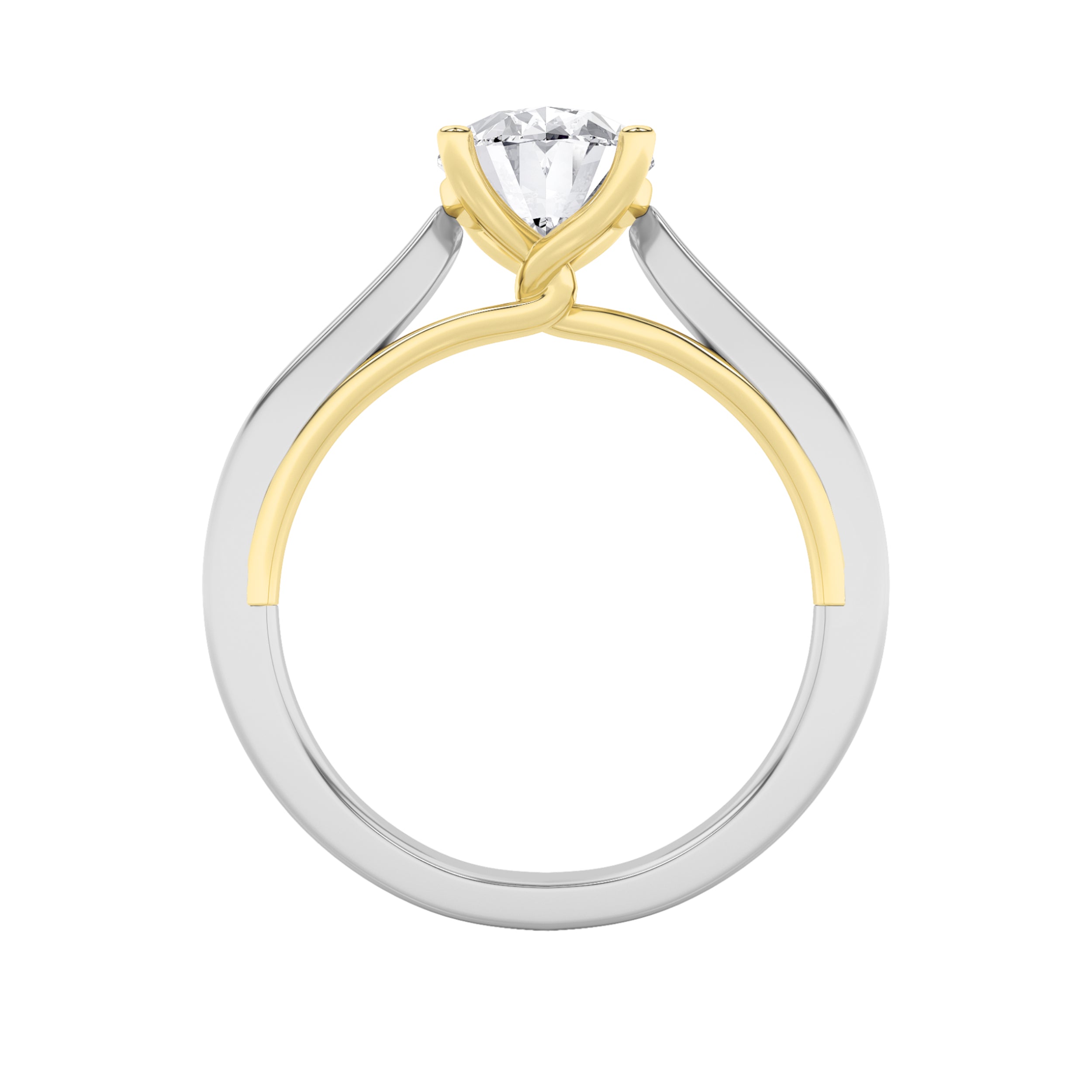 2Cttw Oval Shaped Lab Grown Diamond (F/VS) Two Tone Twisted Basket Cathedral Shank Solitaire Ring in14K Gold