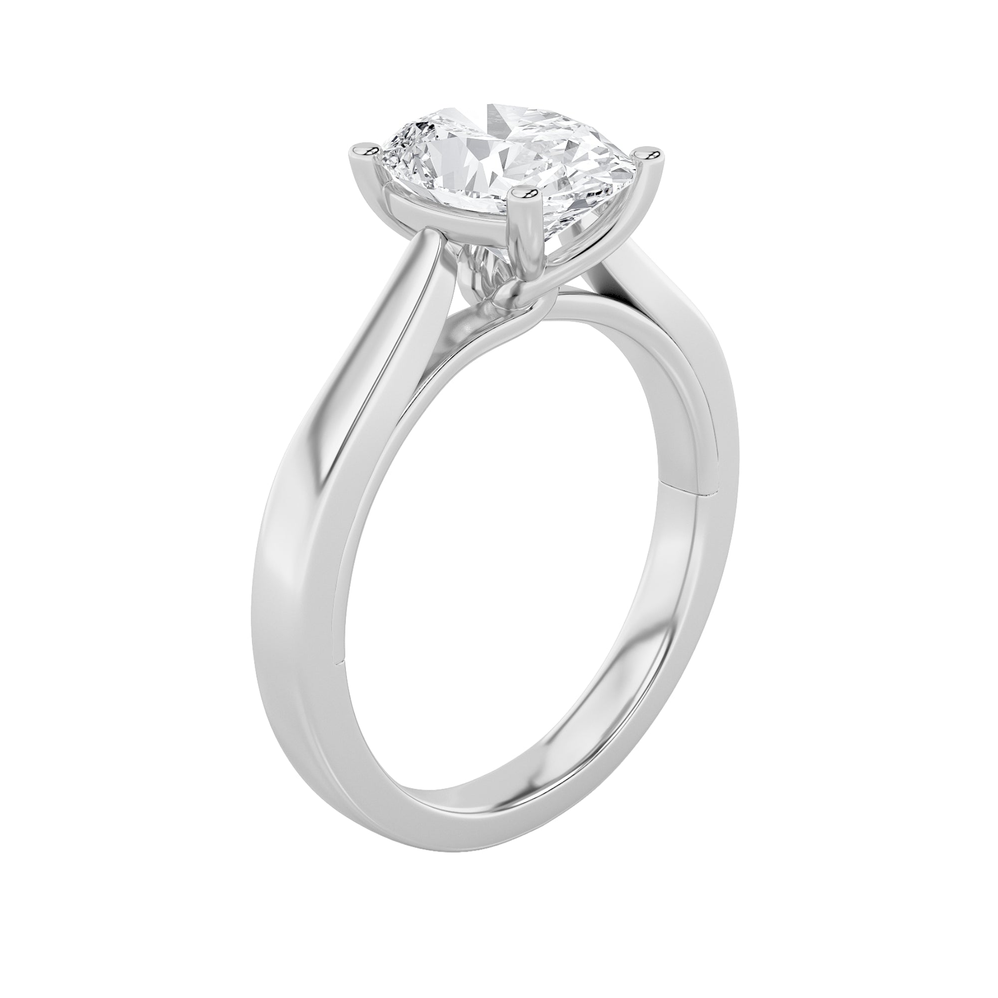 3Cttw Oval Shaped Lab Grown Diamond (G/VS) TwistedBasket Cathedral Shank Solitaire Ring in 14K Gold