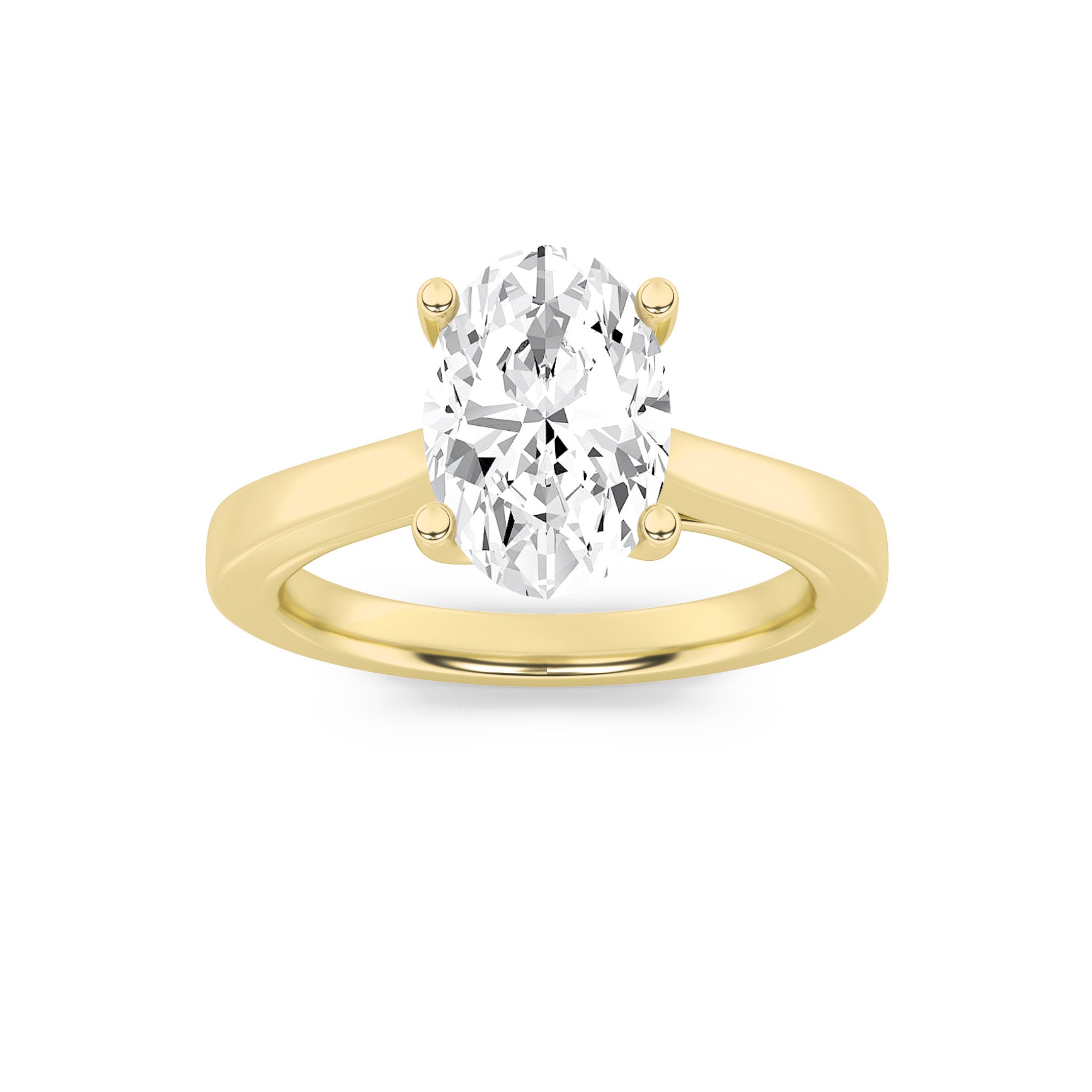 3Cttw Oval Shaped Lab Grown Diamond (G/VS) TwistedBasket Cathedral Shank Solitaire Ring in 14K Gold