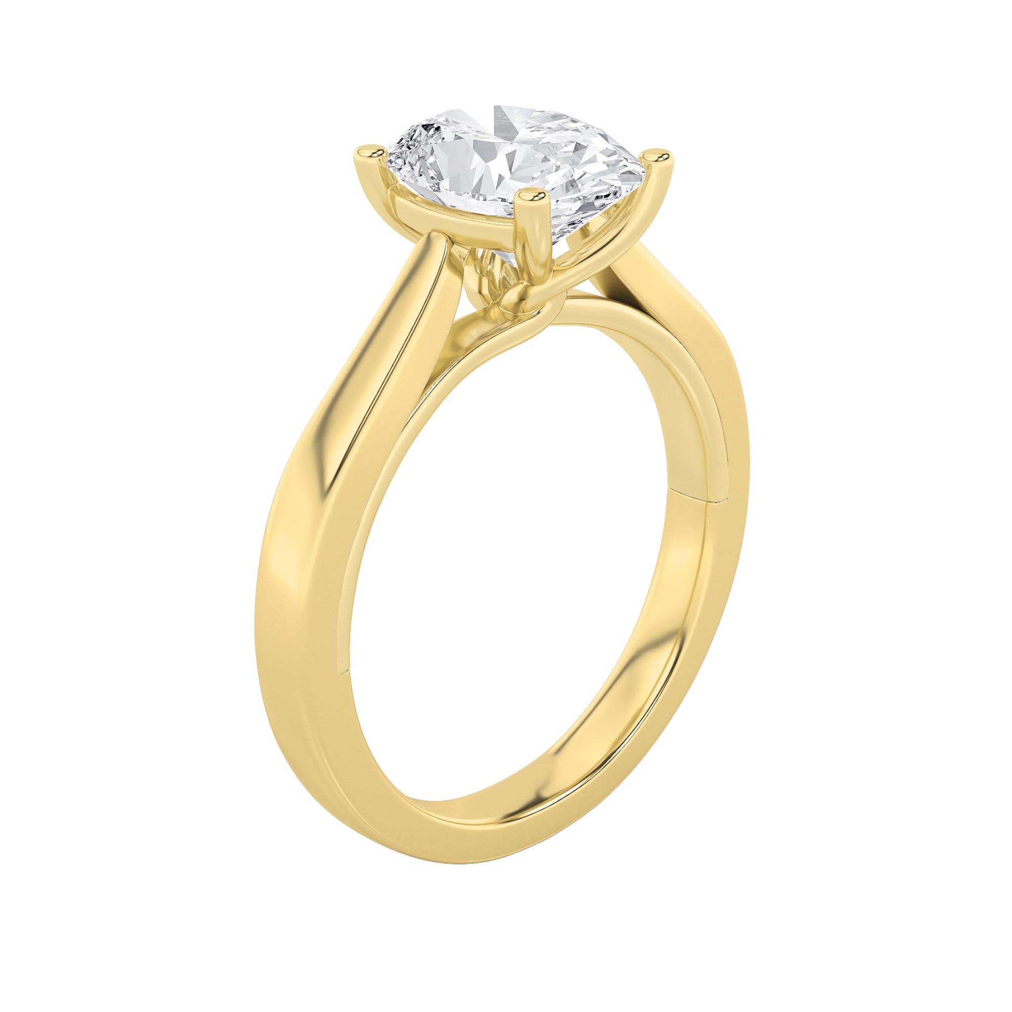 3Cttw Oval Shaped Lab Grown Diamond (G/VS) TwistedBasket Cathedral Shank Solitaire Ring in 14K Gold