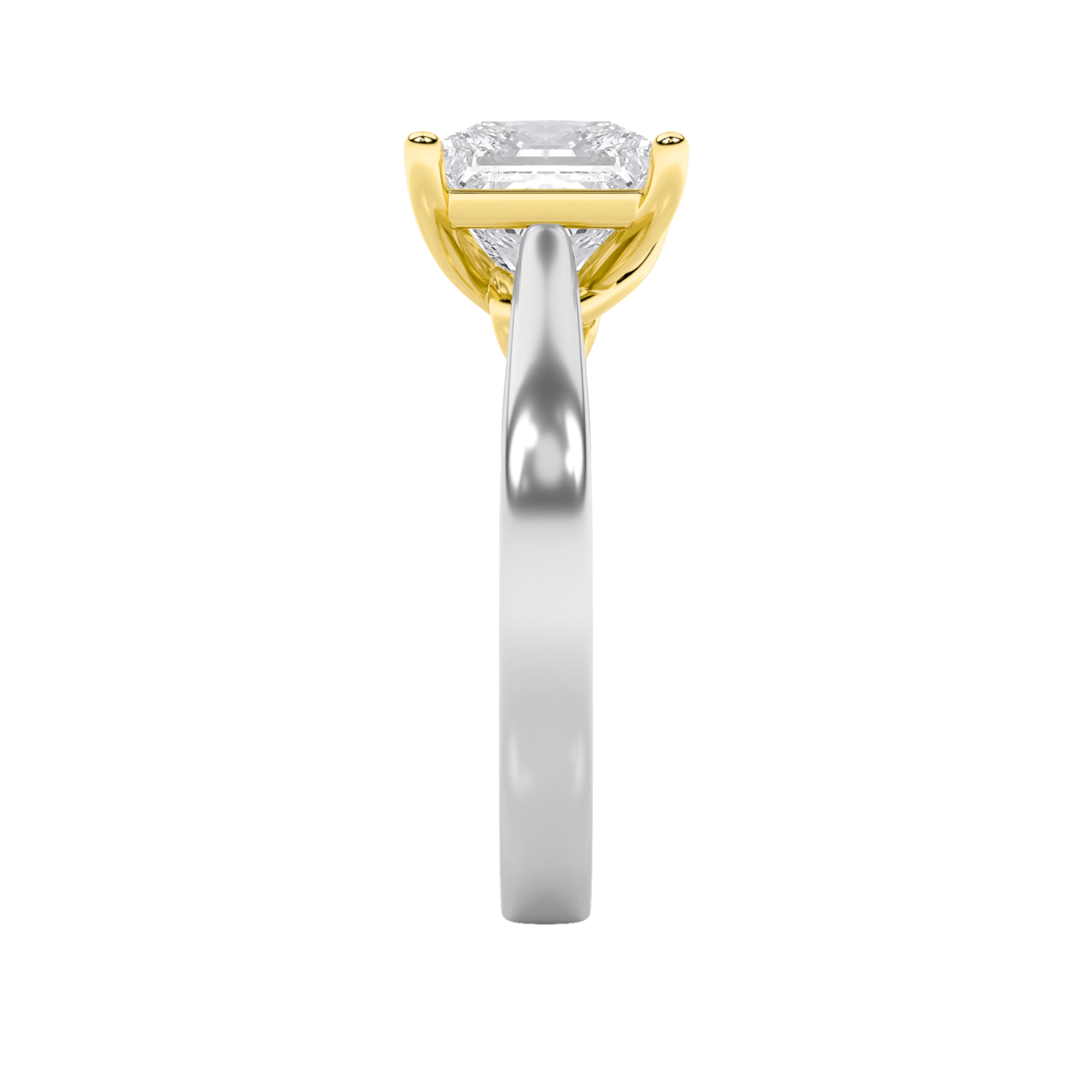 1Cttw Princess Shaped Lab Grown Diamond (F/VS) TwoTone Twisted Basket Cathedral Shank Solitaire Ring in 14K Gold