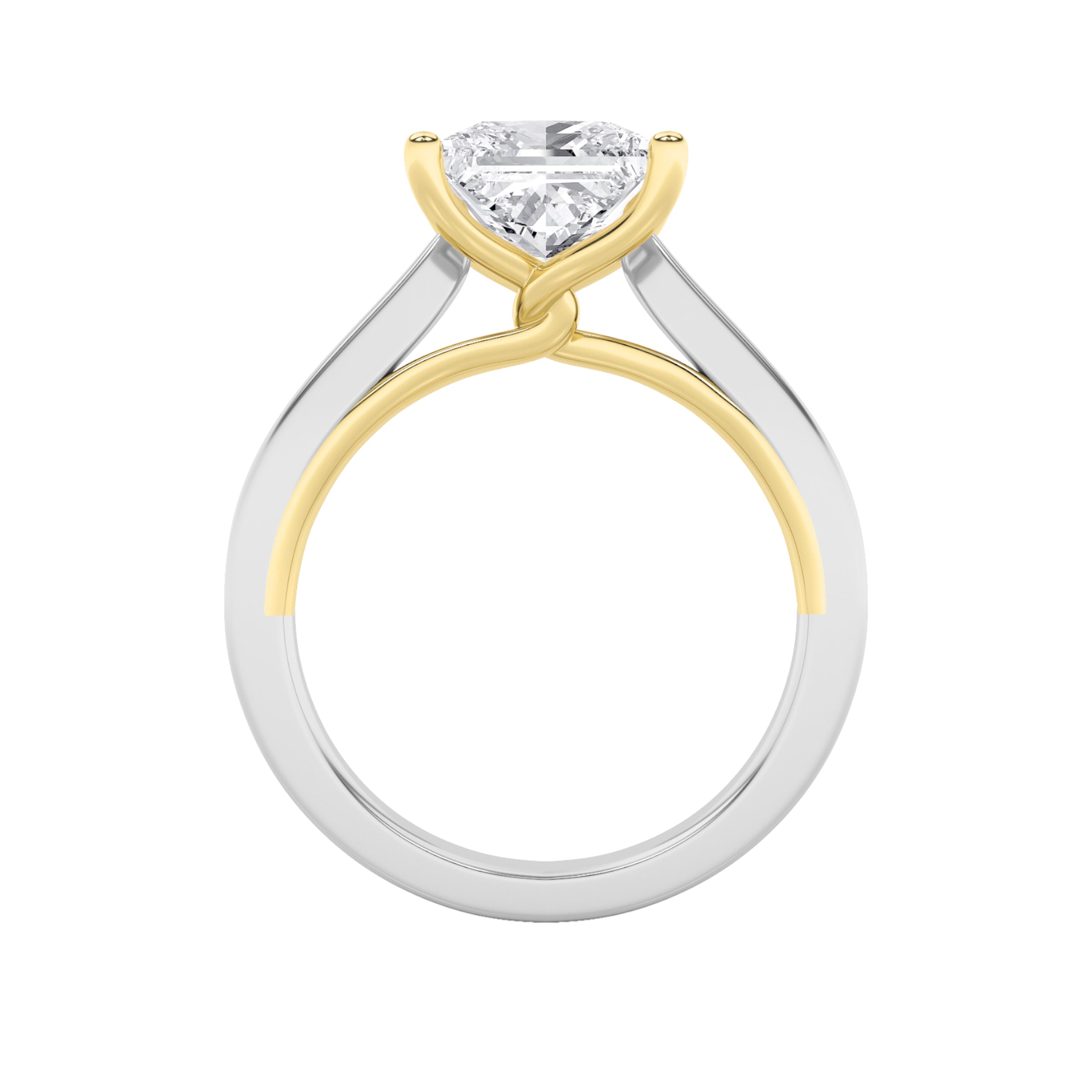 2Cttw Princess Shaped Lab Grown Diamond (F/VS) TwoTone Twisted Basket Cathedral Shank Solitaire Ring in 14K Gold