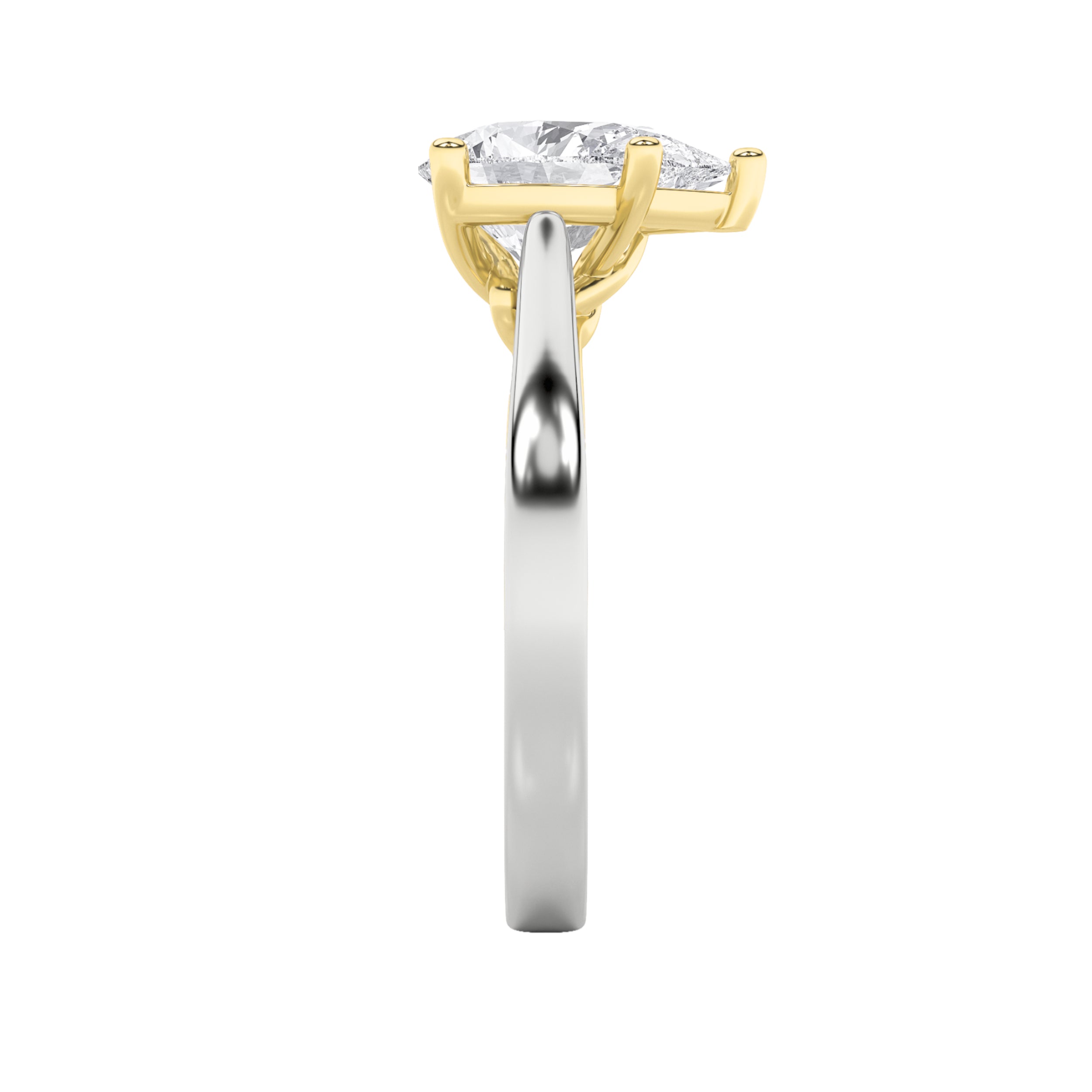 2Cttw Pear Shaped Lab Grown Diamond (F/VS) Two Tone Twisted Basket Cathedral Shank Solitaire Ring in14K Gold