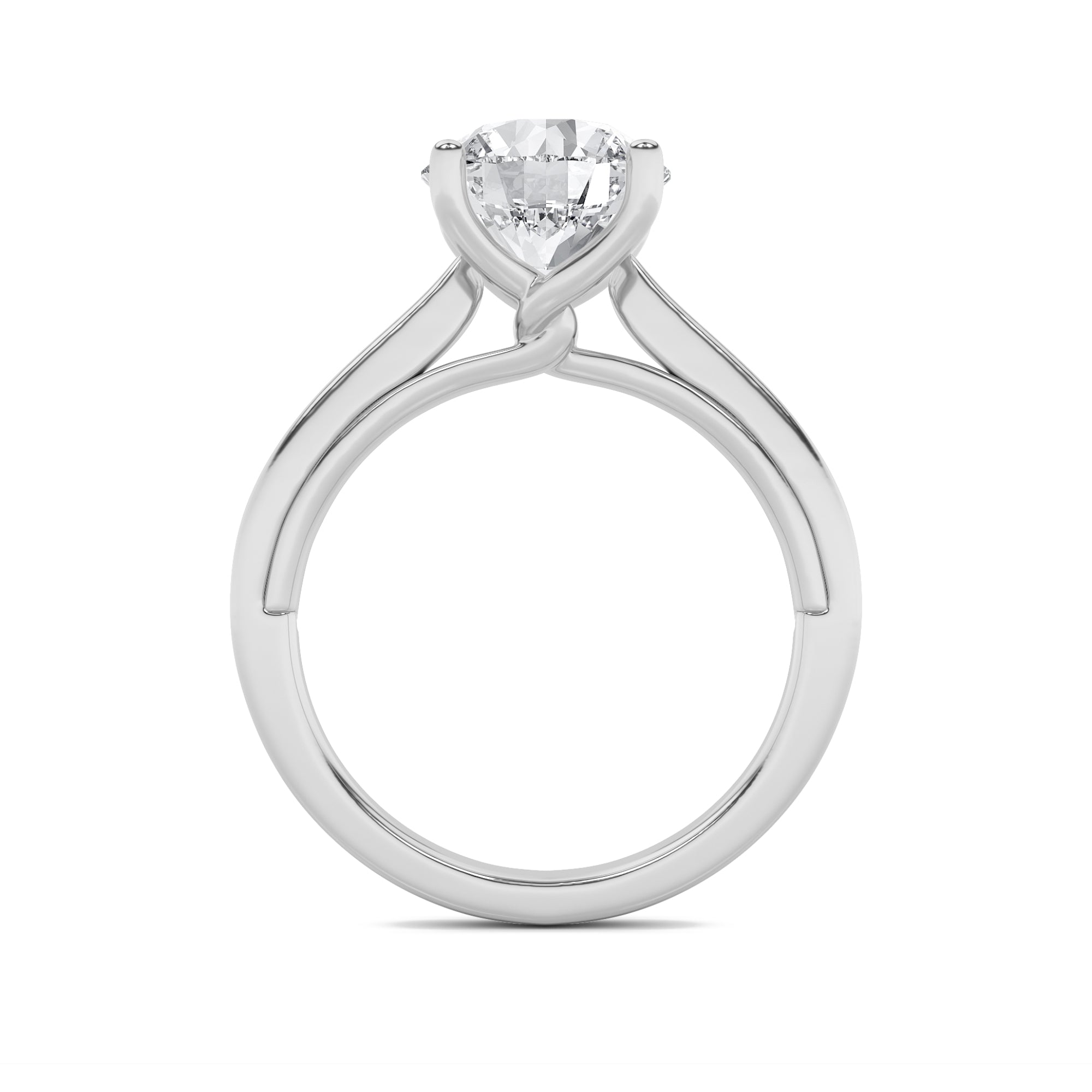3Cttw Round Shaped Lab Grown Diamond (G/VS) Twisted Basket Cathedral Shank Solitaire Ring in 14K Gold