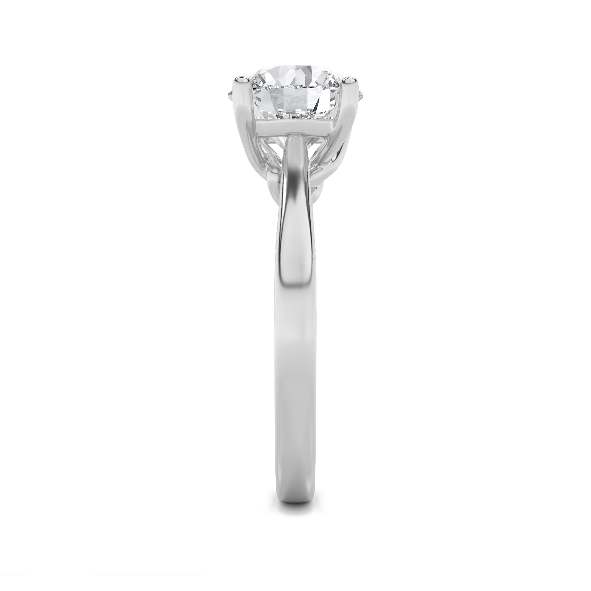 3Cttw Round Shaped Lab Grown Diamond (G/VS) Twisted Basket Cathedral Shank Solitaire Ring in 14K Gold