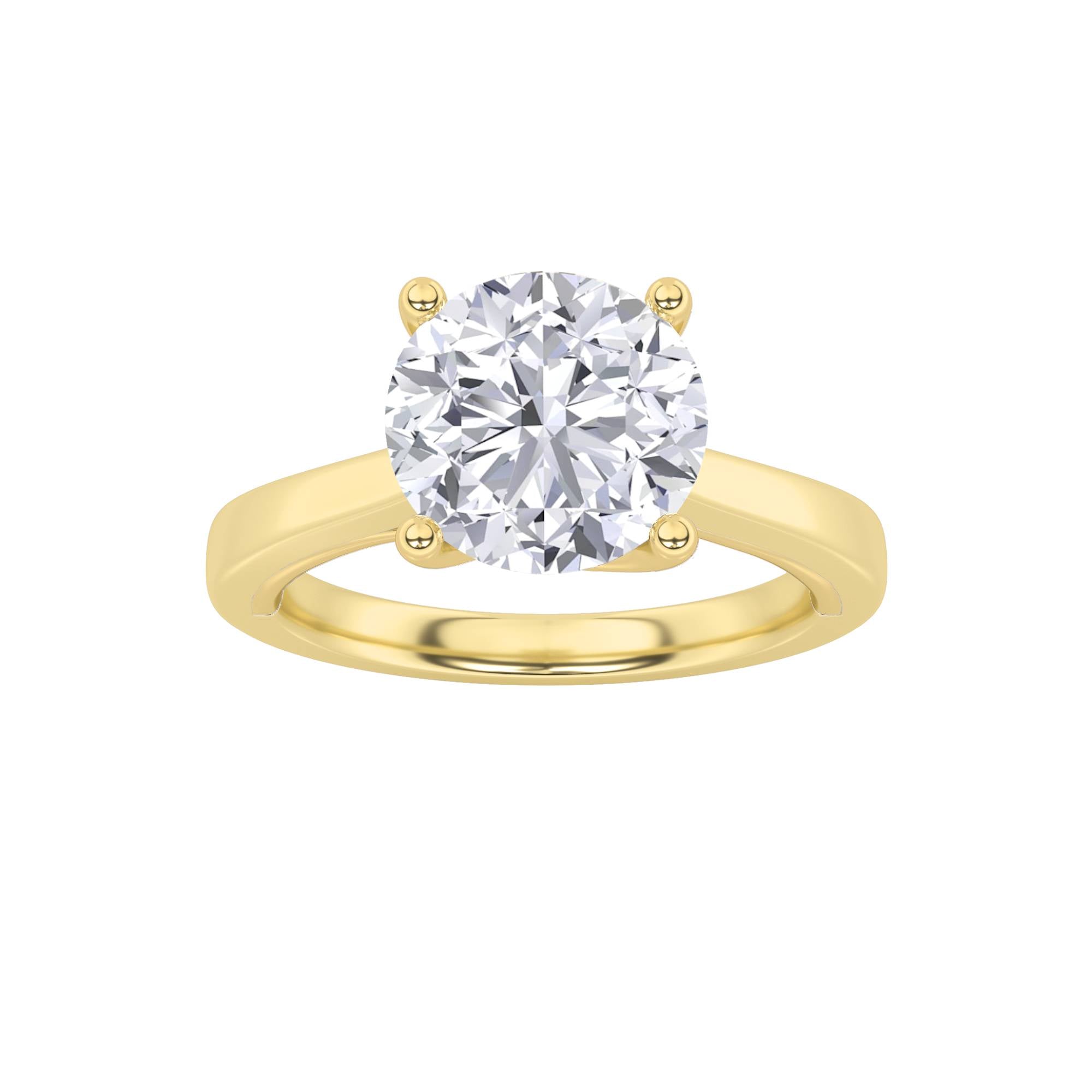 3Cttw Round Shaped Lab Grown Diamond (G/VS) Twisted Basket Cathedral Shank Solitaire Ring in 14K Gold