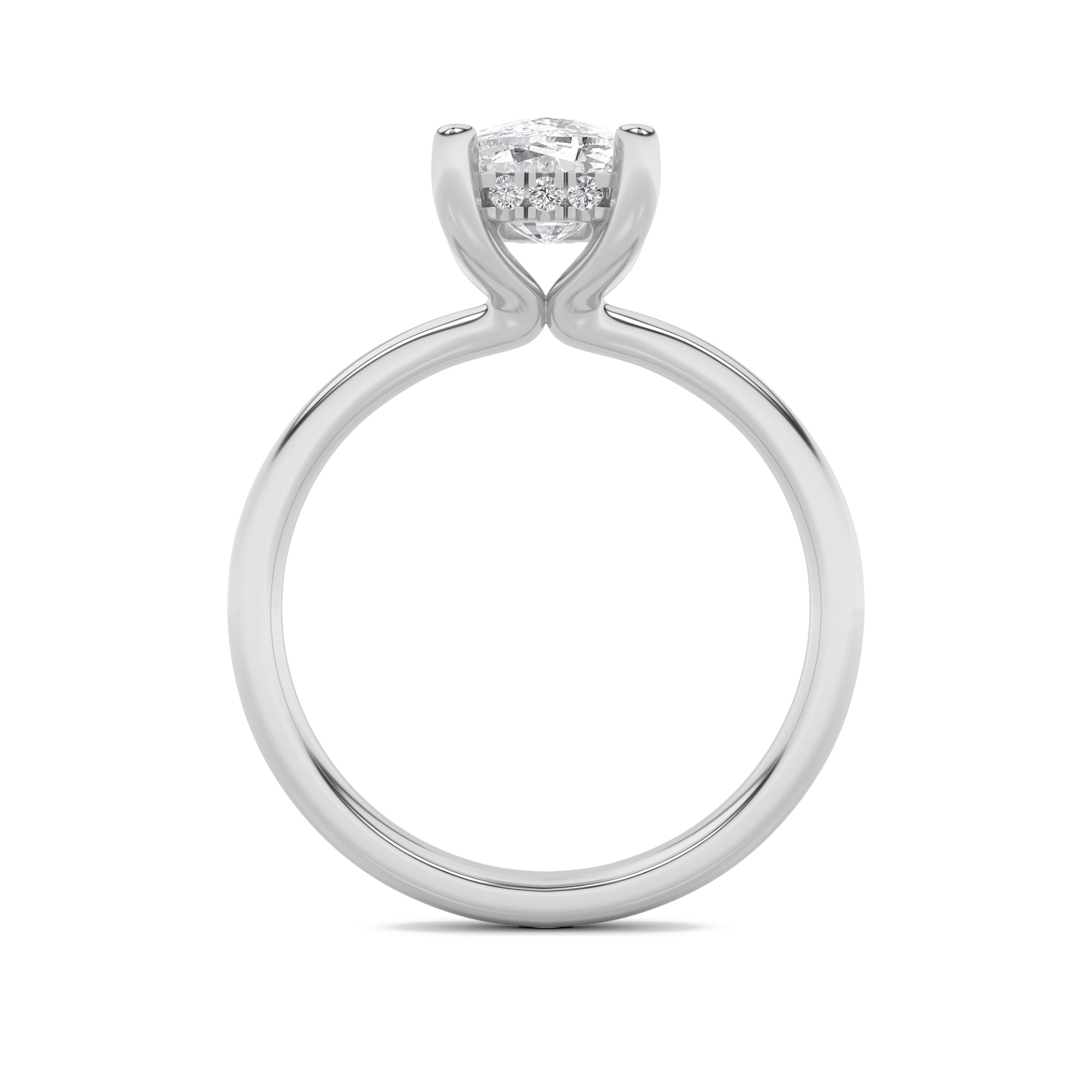 2.5Cttw Elongated Cushion Shaped Lab Grown Diamond(G/VS) Hidden Halo Petite Shank Ring in 14K Gold