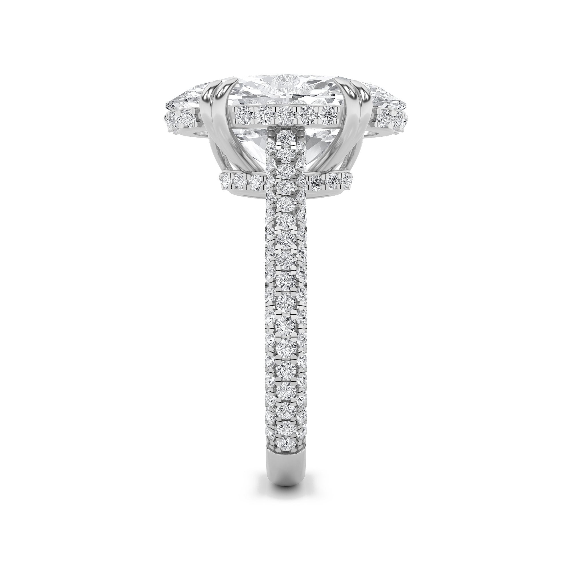 7Cttw Oval Shaped Lab Grown Diamond (F/VS) Bold Statement Accented Ring in 14K Gold