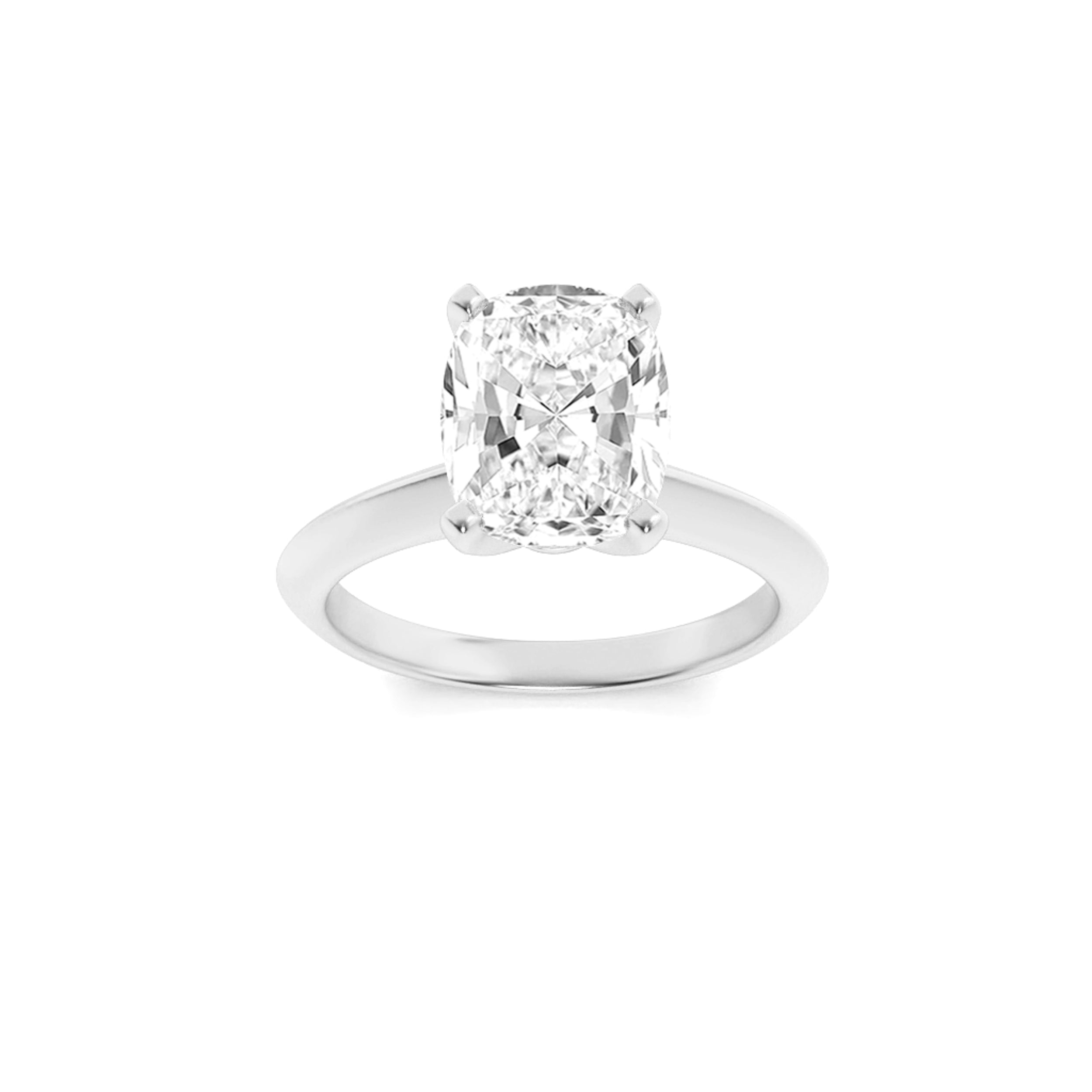 3Cttw Elongated Cushion Shaped Lab Grown Diamond (F/VS) Knife Edge Shank Solitaire Engagement Ring in 14K Gold