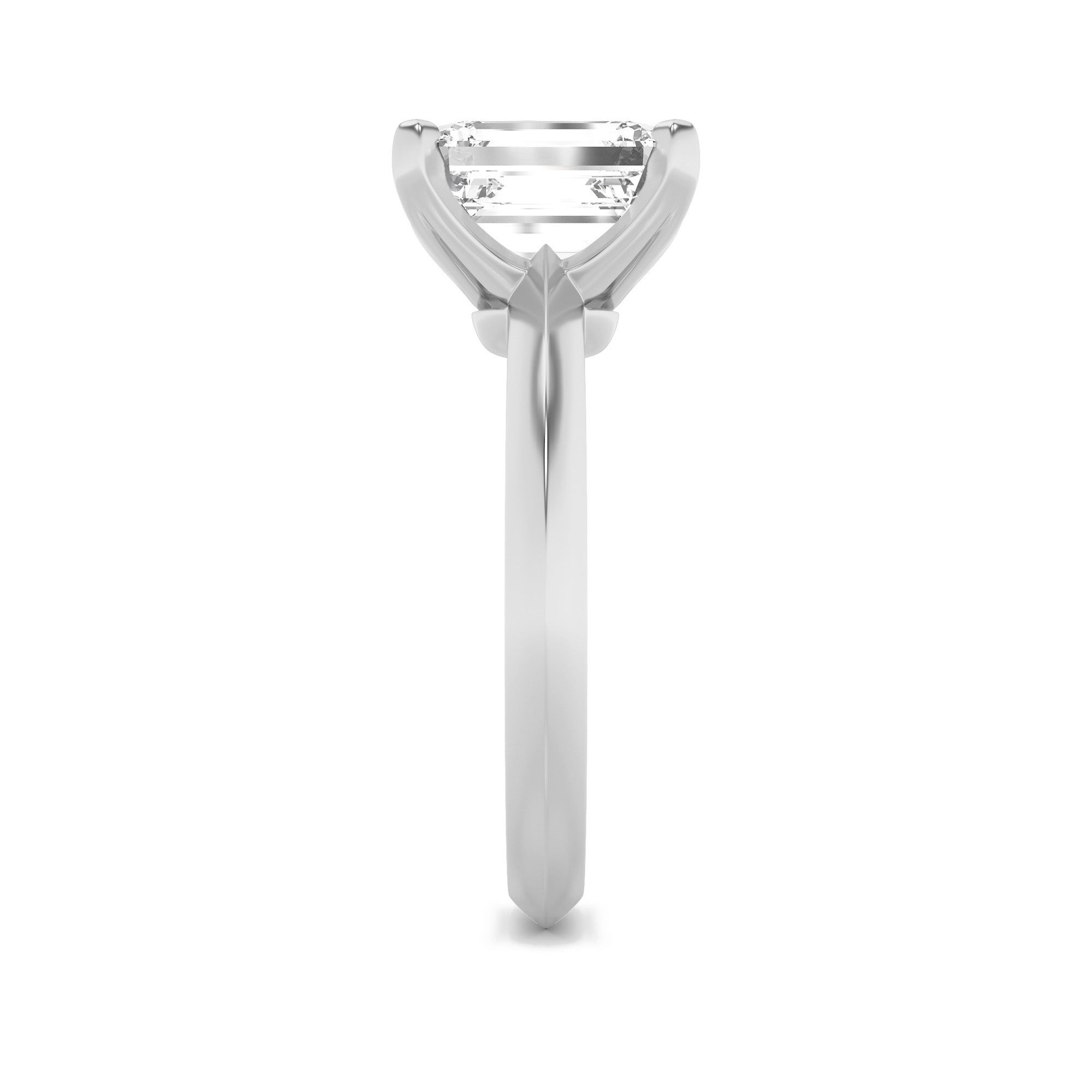 2.5Cttw Emerald Shaped Lab Grown Diamond (F/VS) Knife Edge Shank Solitaire Engagement Ring in 14K Gold