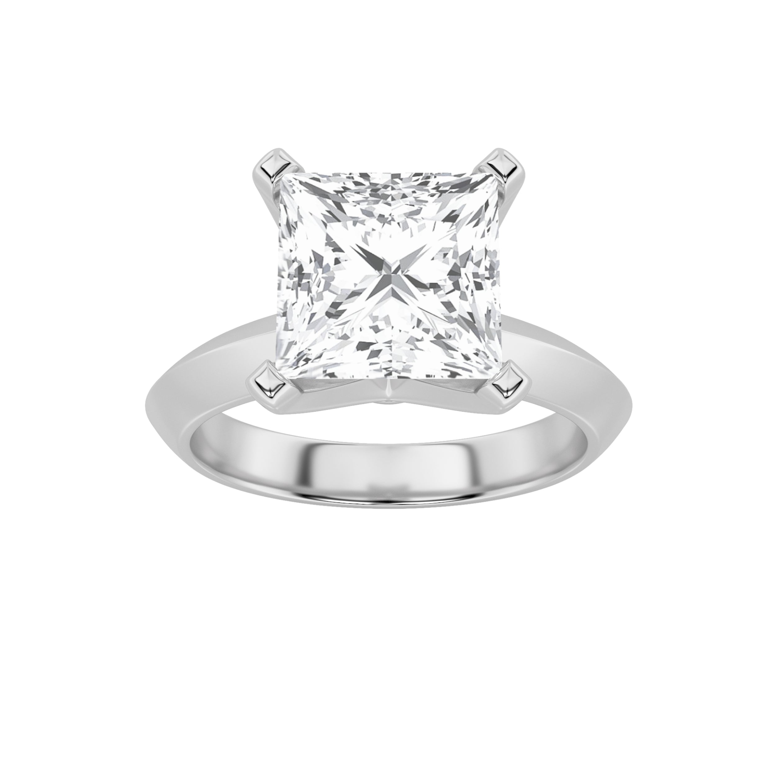2Cttw Princess Shaped Lab Grown Diamond (F/VS) Knife Edge Shank Solitaire Engagement Ring in 14K Gold