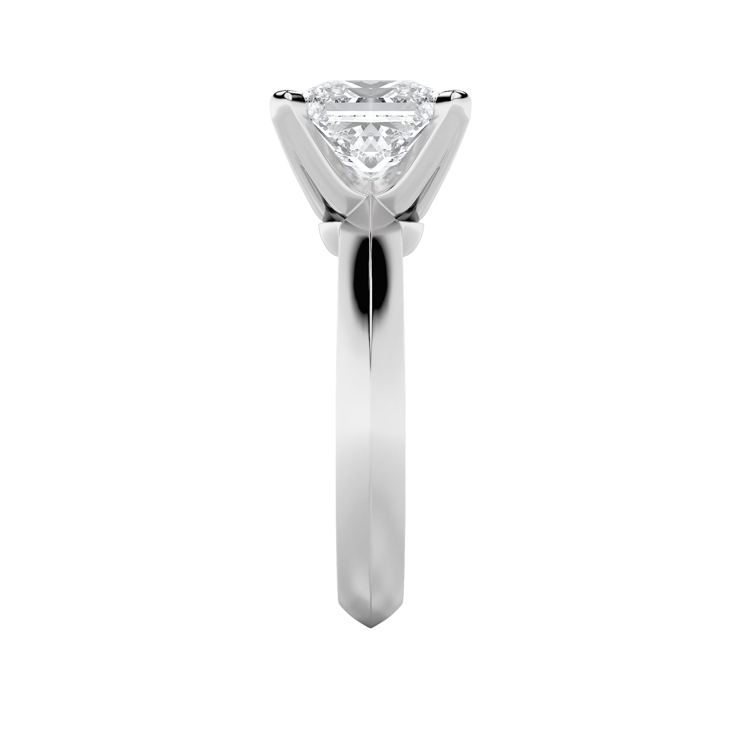 2Cttw Princess Shaped Lab Grown Diamond (F/VS) Knife Edge Shank Solitaire Engagement Ring in 14K Gold