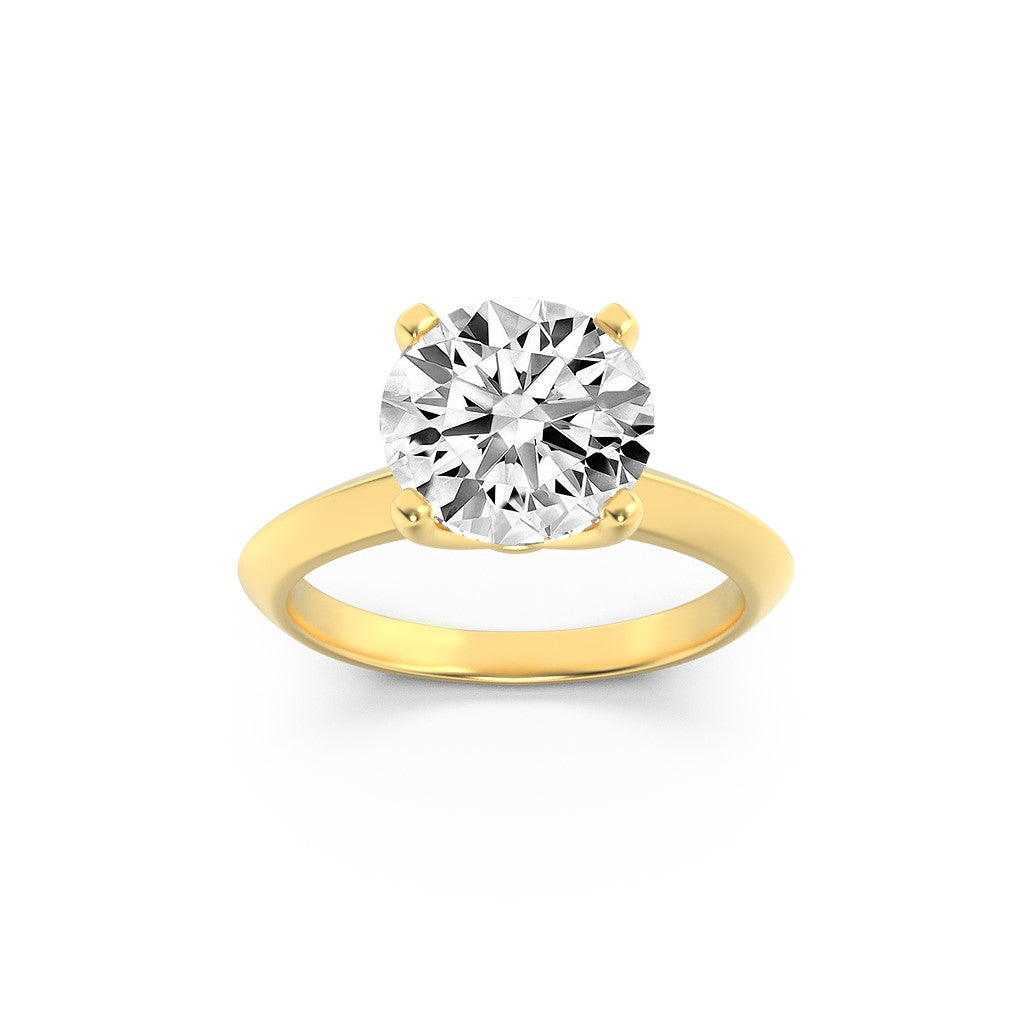 1Cttw Round Shaped Lab Grown Diamond (F/VS) KnifeEdge Shank Solitaire Engagement Ring in 14K Gold