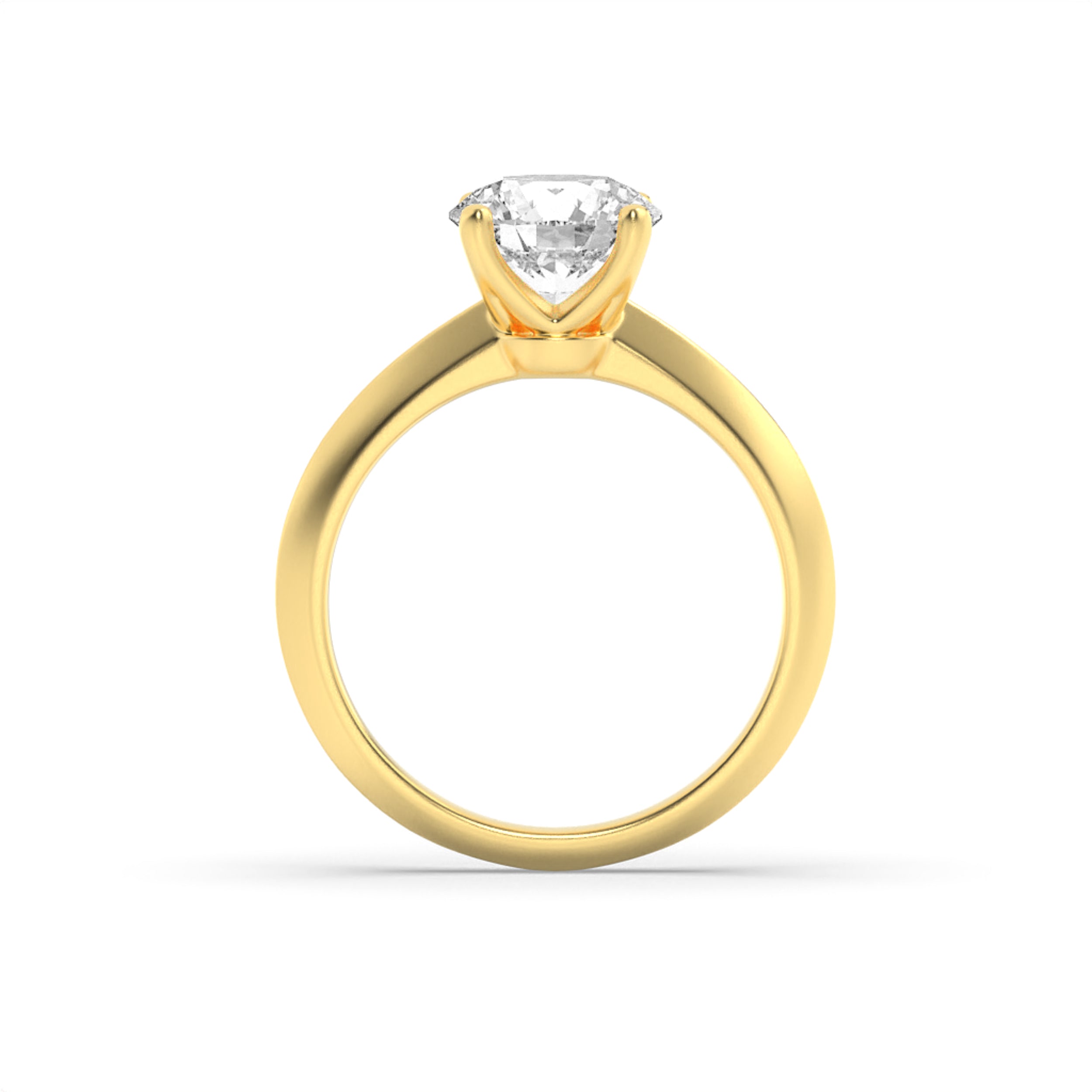 1Cttw Round Shaped Lab Grown Diamond (F/VS) KnifeEdge Shank Solitaire Engagement Ring in 14K Gold