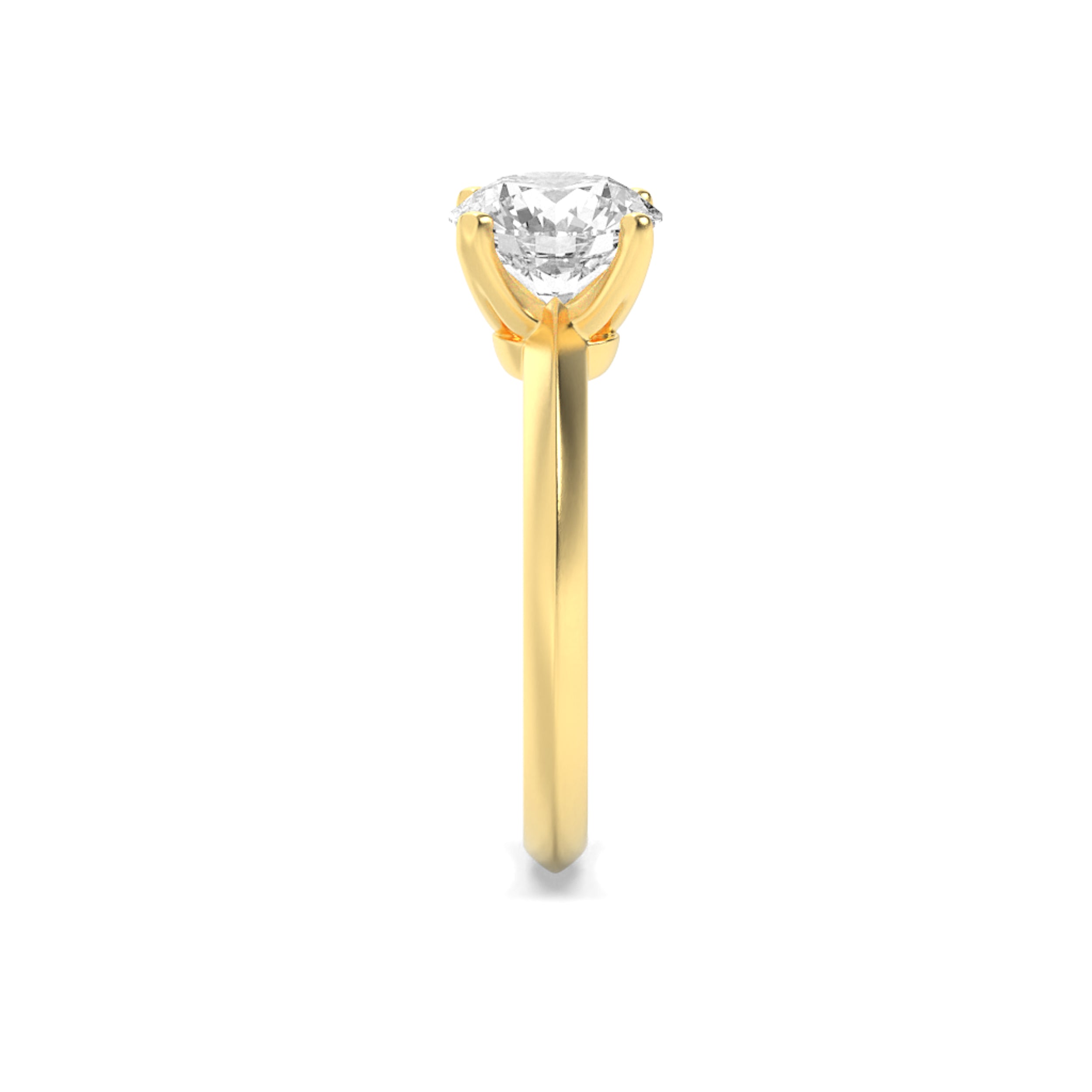 1Cttw Round Shaped Lab Grown Diamond (F/VS) KnifeEdge Shank Solitaire Engagement Ring in 14K Gold