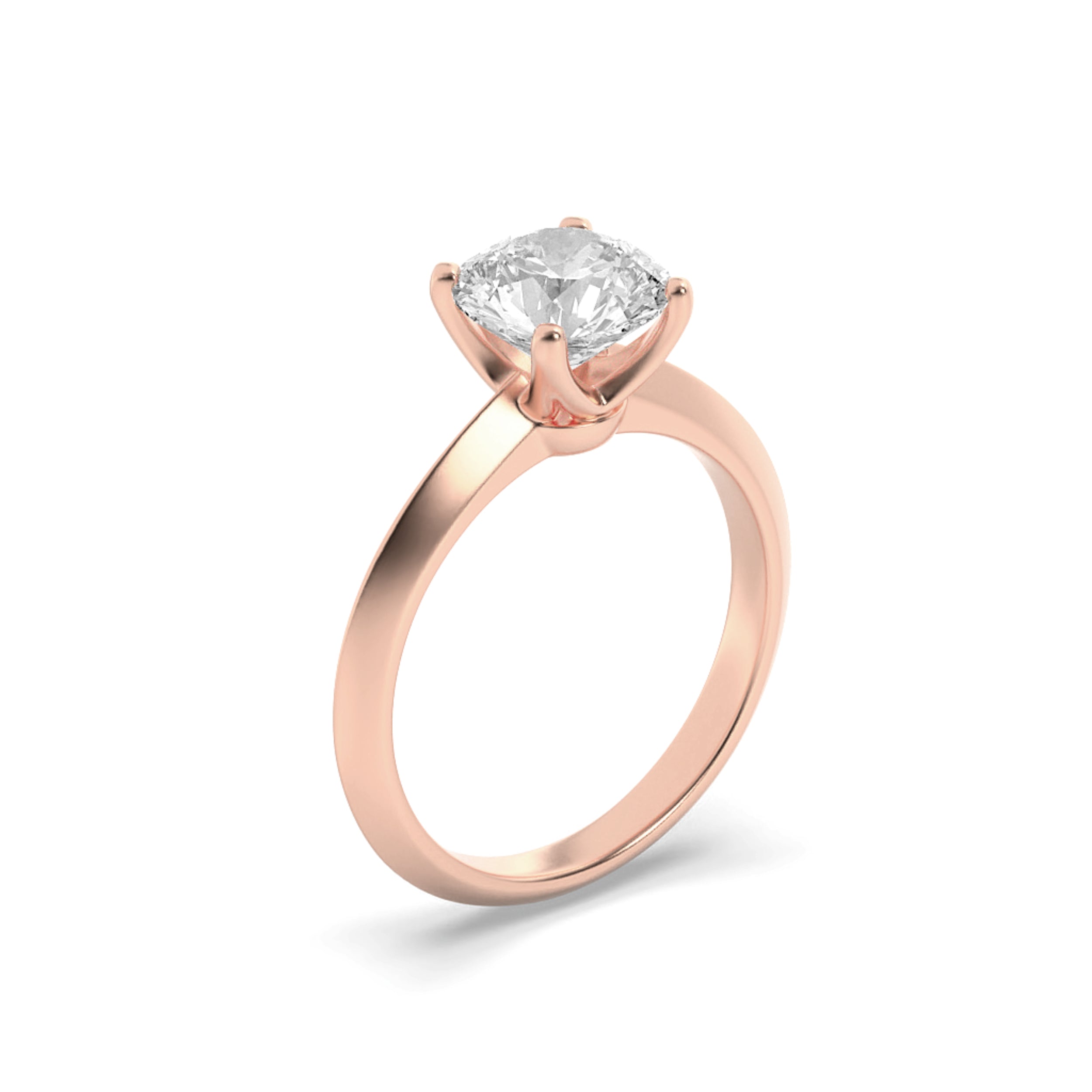 2Cttw Round Shaped Lab Grown Diamond (F/VVS) KnifeEdge Shank Solitaire Engagement Ring in 14K Gold