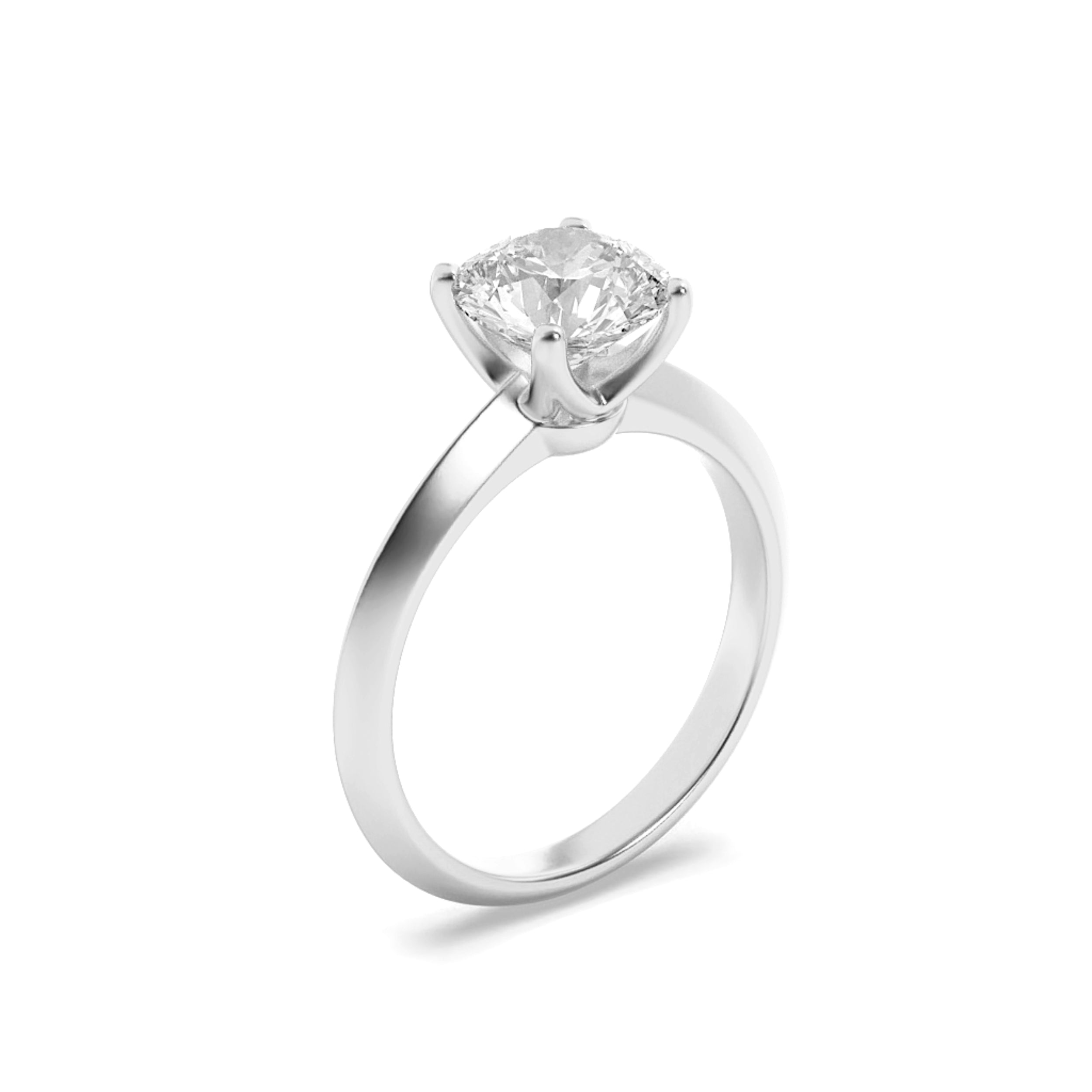 3Cttw Round Shaped Lab Grown Diamond (F/VS) KnifeEdge Shank Solitaire Engagement Ring in 14K Gold
