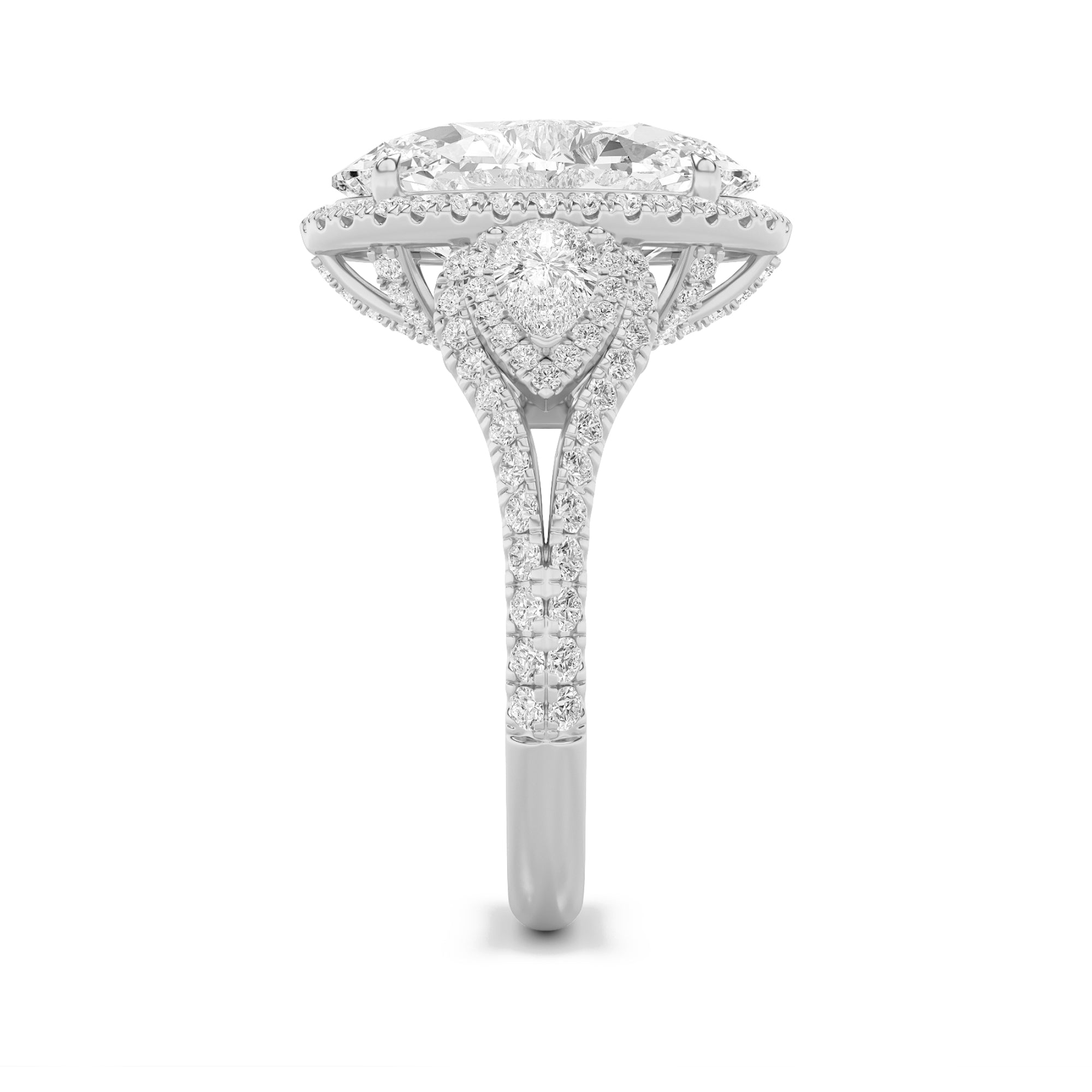 7.25Cttw Oval Shaped Lab Grown Diamond (F/VS) BoldAccented Engagement Ring in 14K Gold