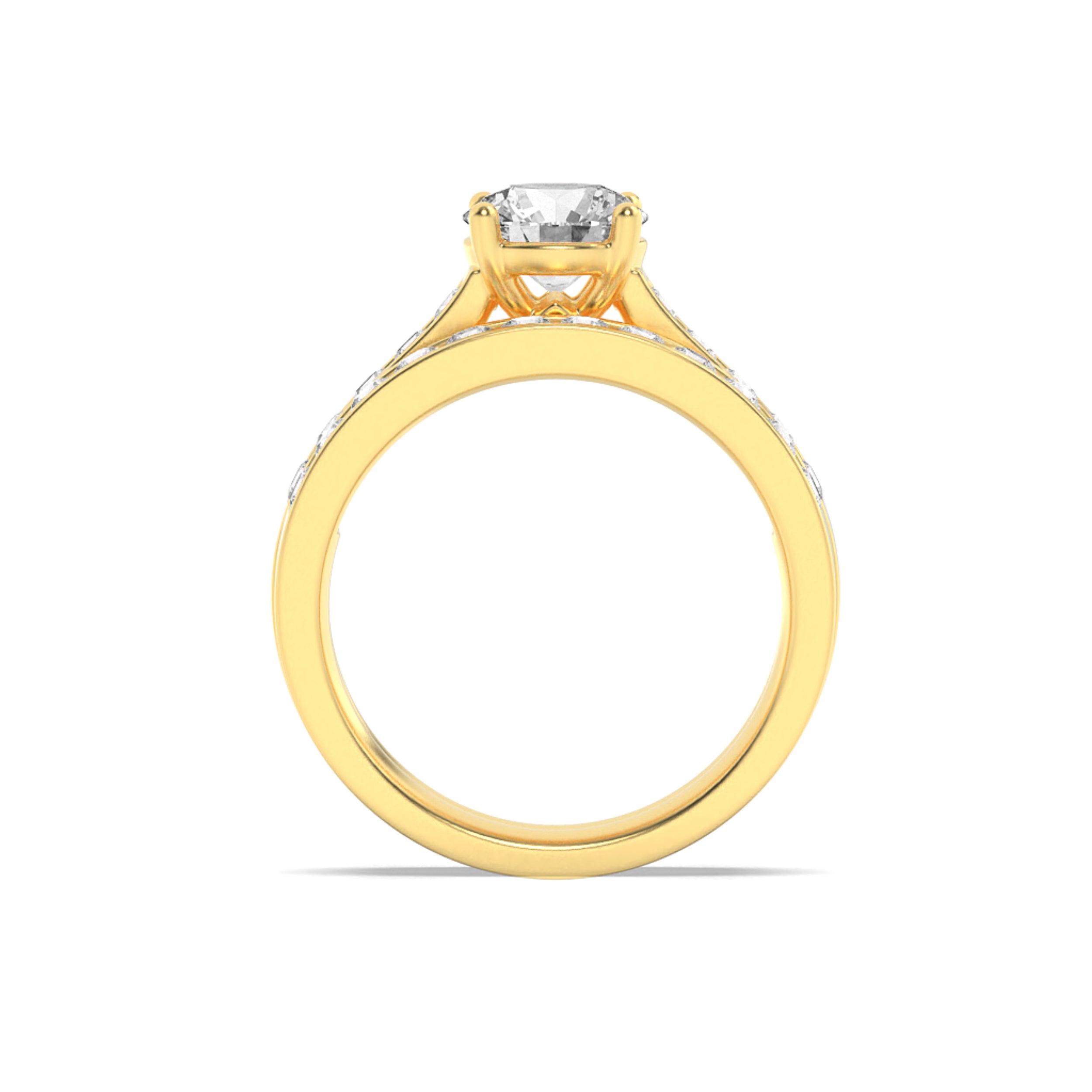 2Cttw Round Shaped Lab Grown Diamond (F/VS) Channel Set Bridal Engagement Ring in 14K Gold
