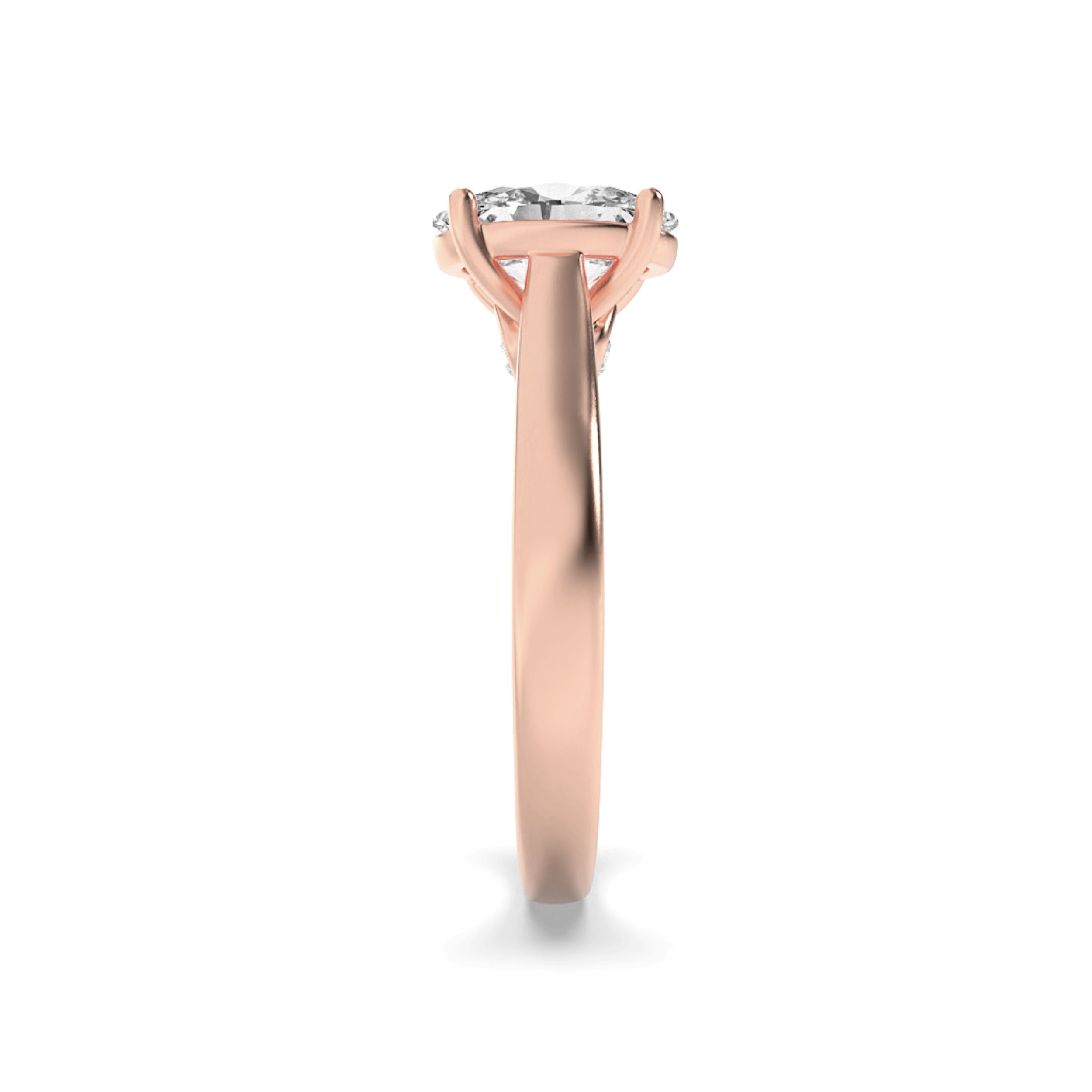 1.33Cttw Oval Shaped Lab Grown Diamond (F/VS) Accented Bridge Shank Engagement Ring in 14K Gold