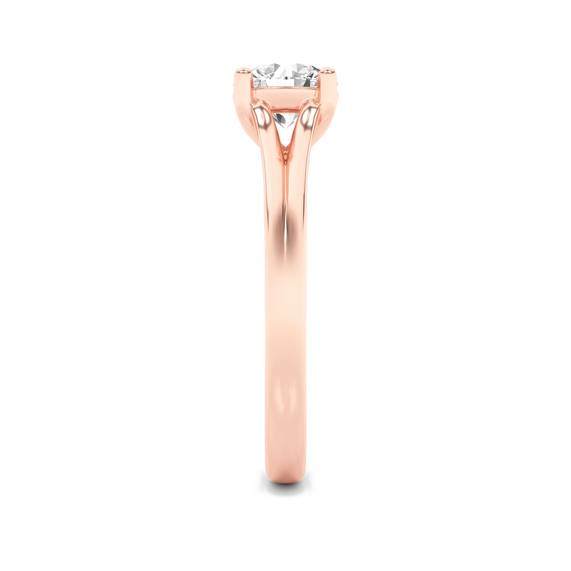 2Cttw Round Shaped Lab Grown Diamond (F/VS) SplitShank Solitaire Engagement Ring in 14K Gold
