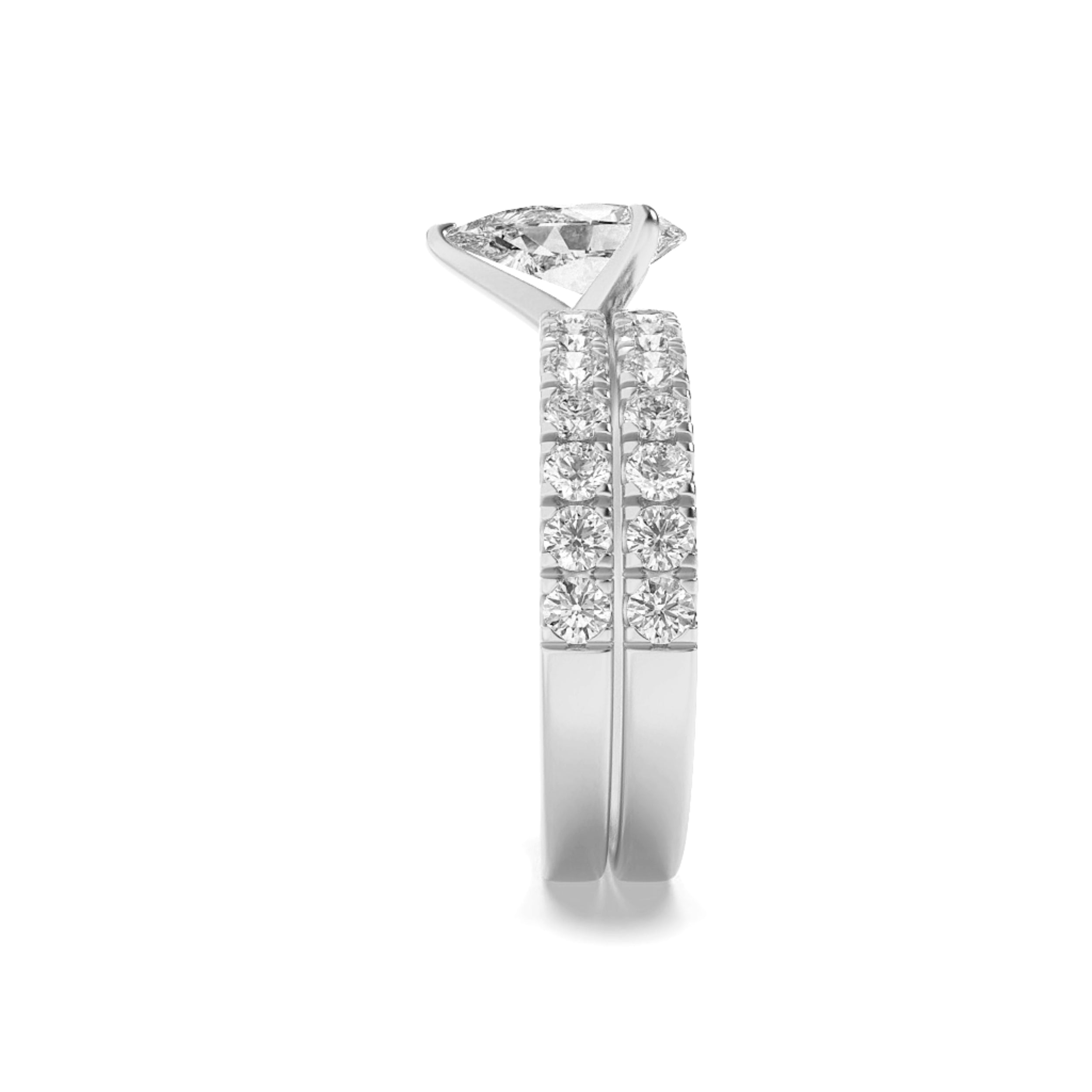 2Cttw Pear Shaped Lab Grown Diamond (F/VS) ClassicAccented  Set With Band and Engagement Ring in 14K Gold