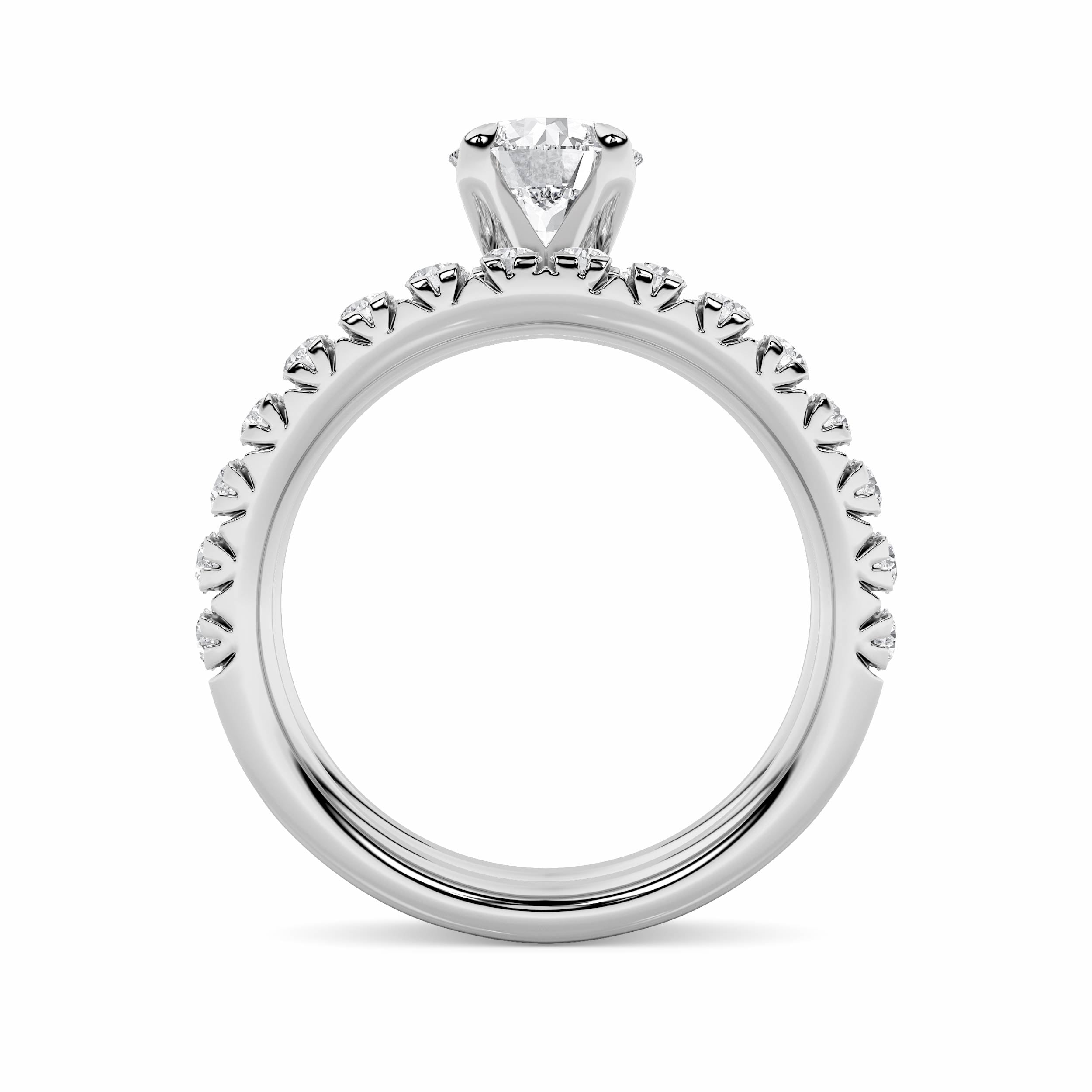 2Cttw Round Shaped Lab Grown Diamond (F/VS) Classic Accented Set With Band and Engagement Ring in 14K Gold