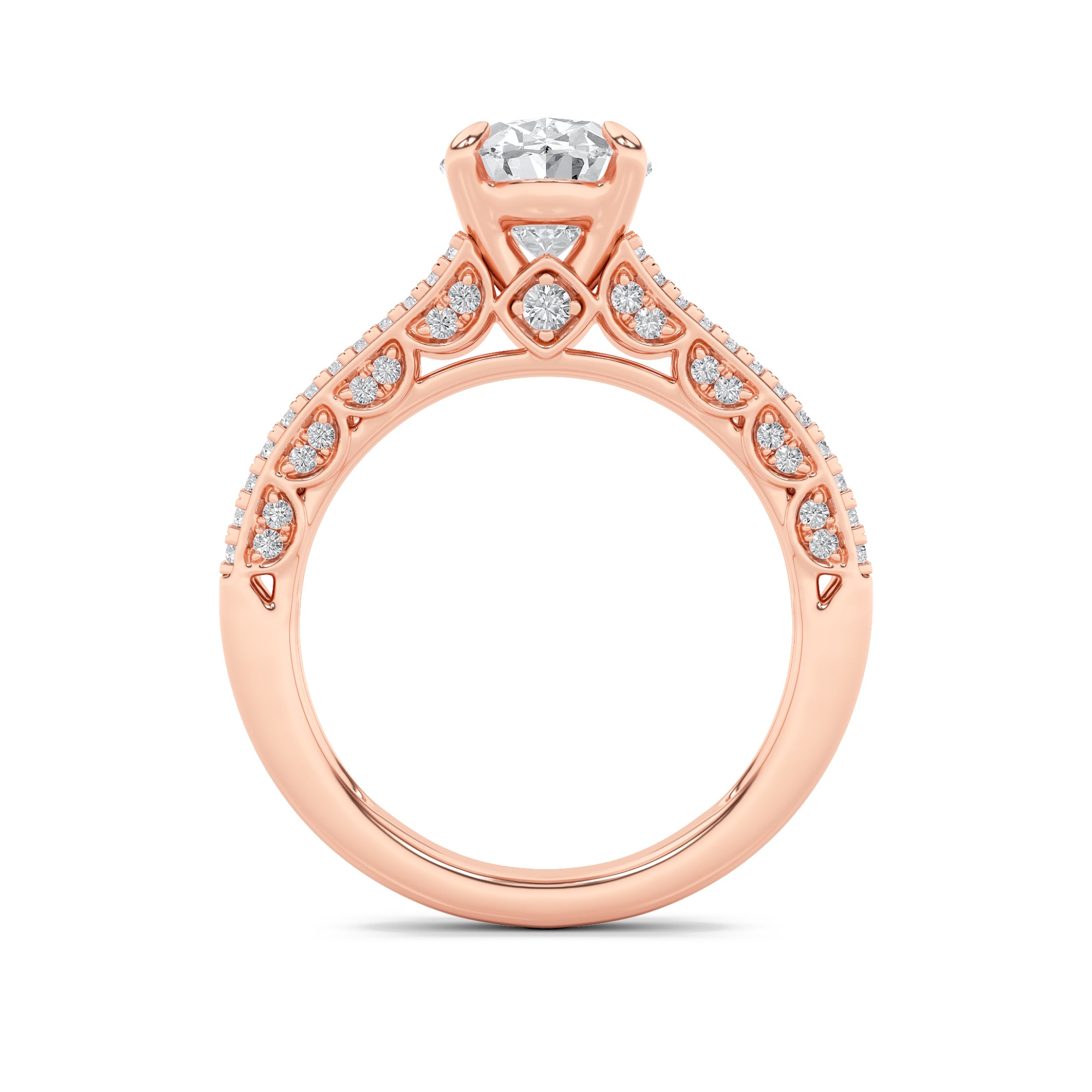 2Cttw Oval Shaped Lab Grown Diamond (F/VS) Split Shank Accented Engagement Ring in 14K Gold