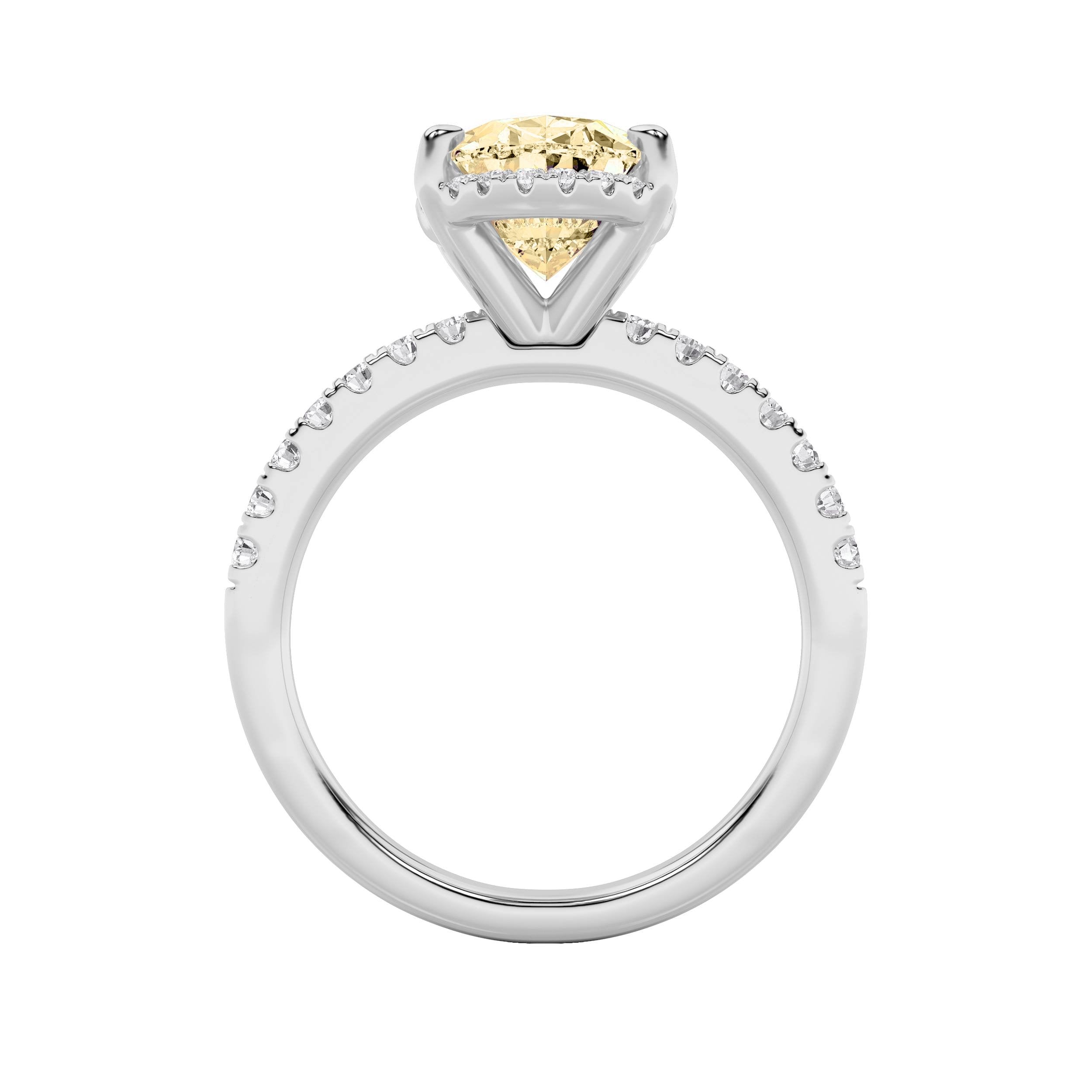 2Cttw Oval Shaped Lab Grown Diamond (F/VS) Halo Accented Engagement Ring in 14K Gold