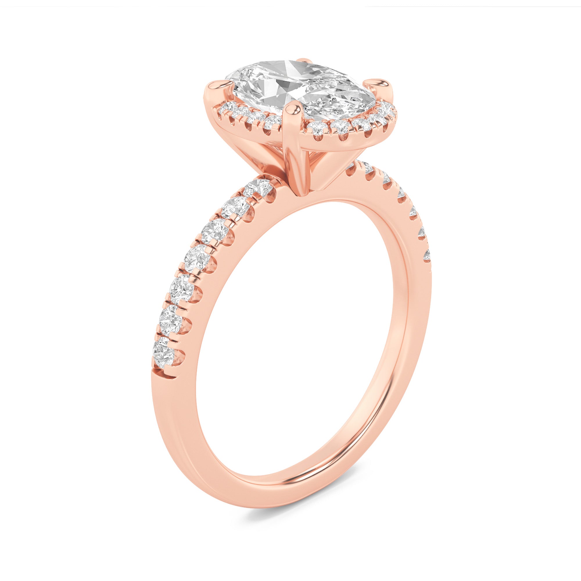 2Cttw Oval Shaped Lab Grown Diamond (G/VS) Halo Accented Engagement Ring in 14K Gold