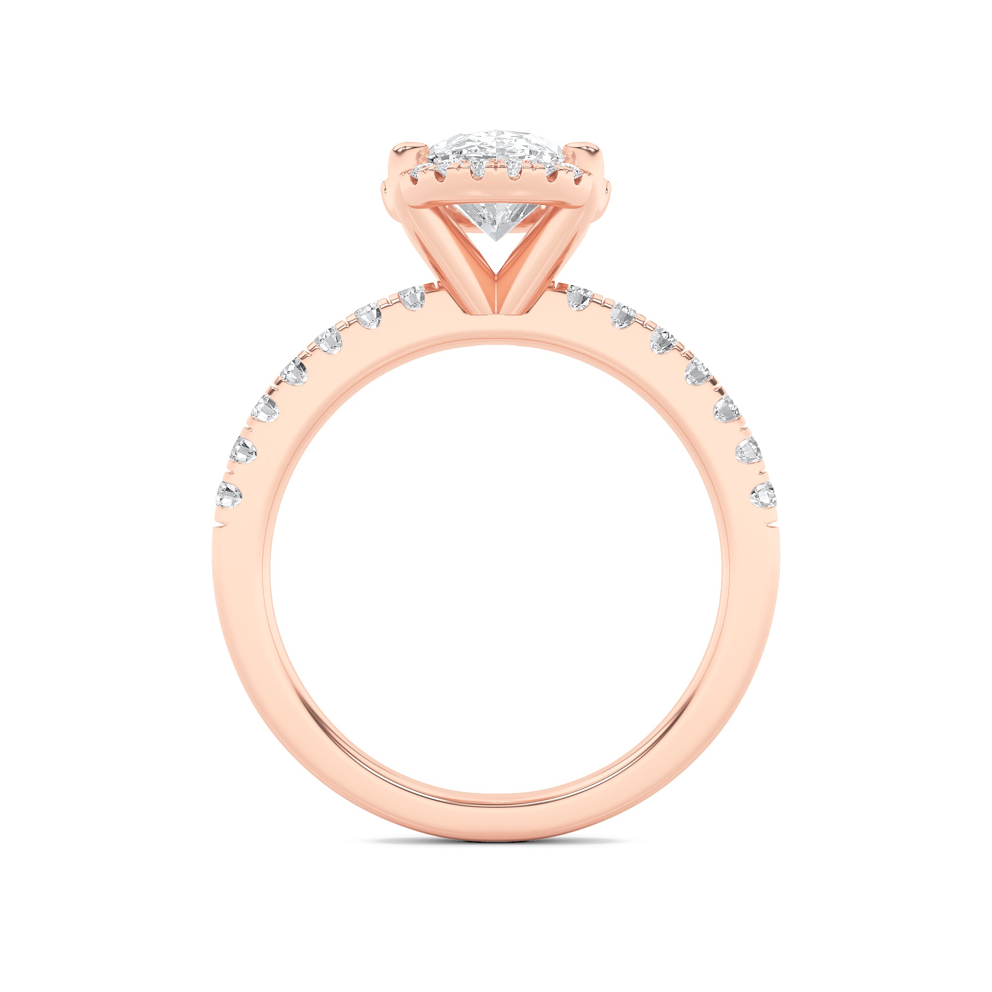 2Cttw Oval Shaped Lab Grown Diamond (G/VS) Halo Accented Engagement Ring in 14K Gold
