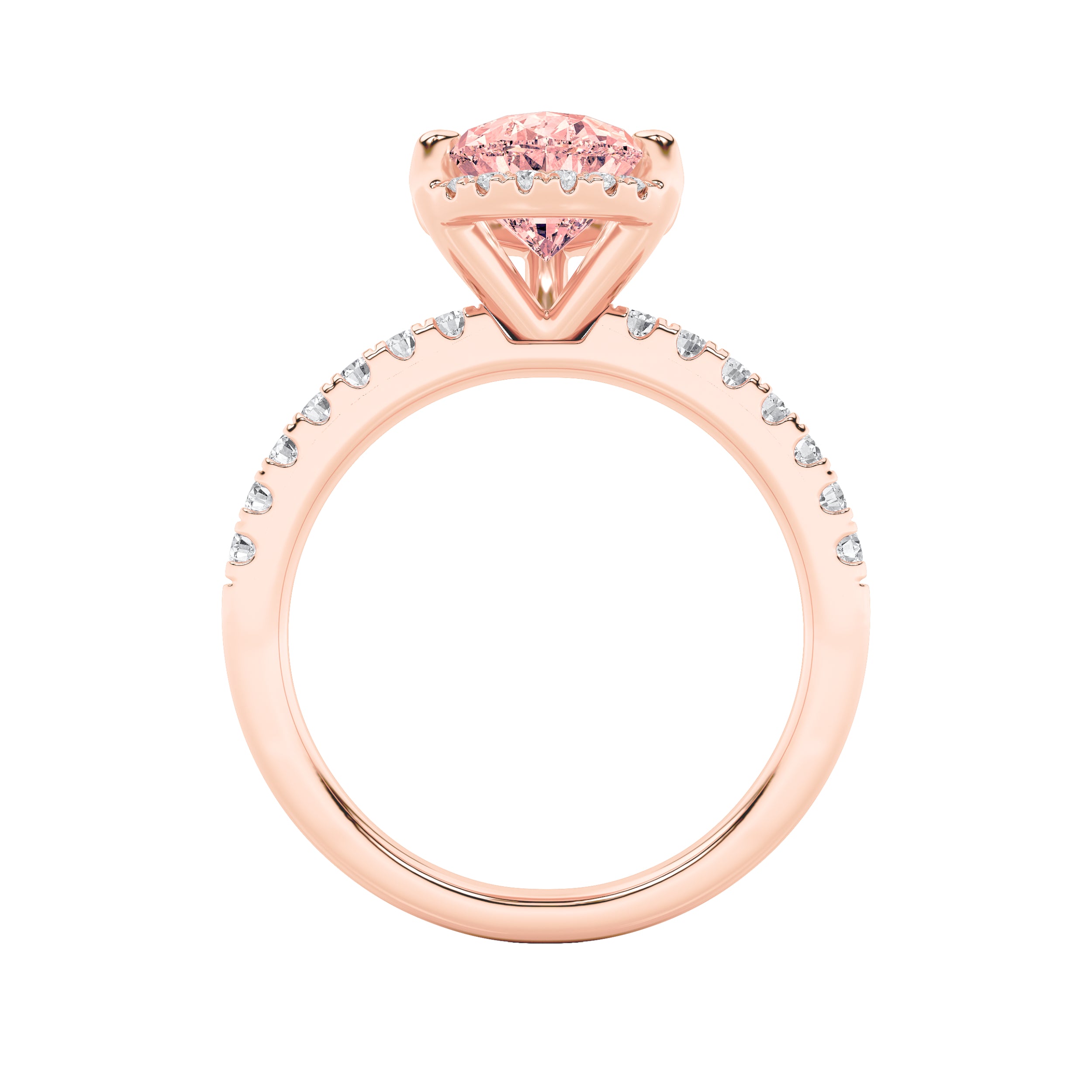 2Cttw Pear Shaped Lab Grown Diamond (F/VS) Halo Accented Engagement Ring in 14K Gold