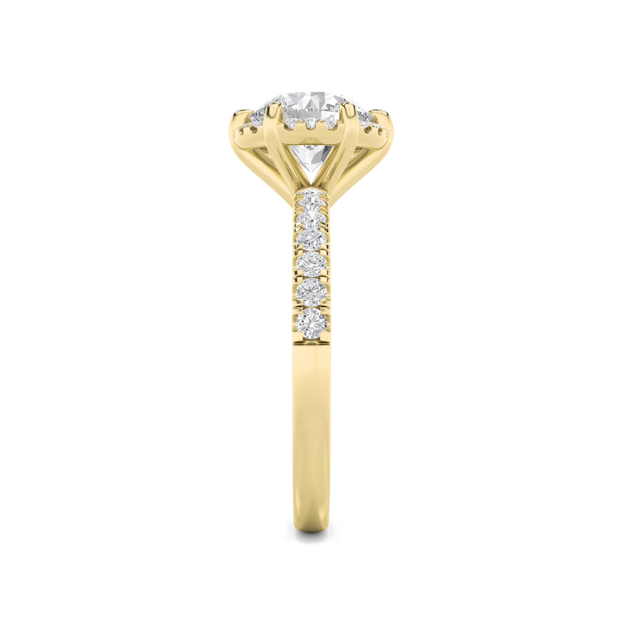 2Cttw Round Shaped Lab Grown Diamond (F/VS) Halo Accented Engagement Ring in 14K Gold