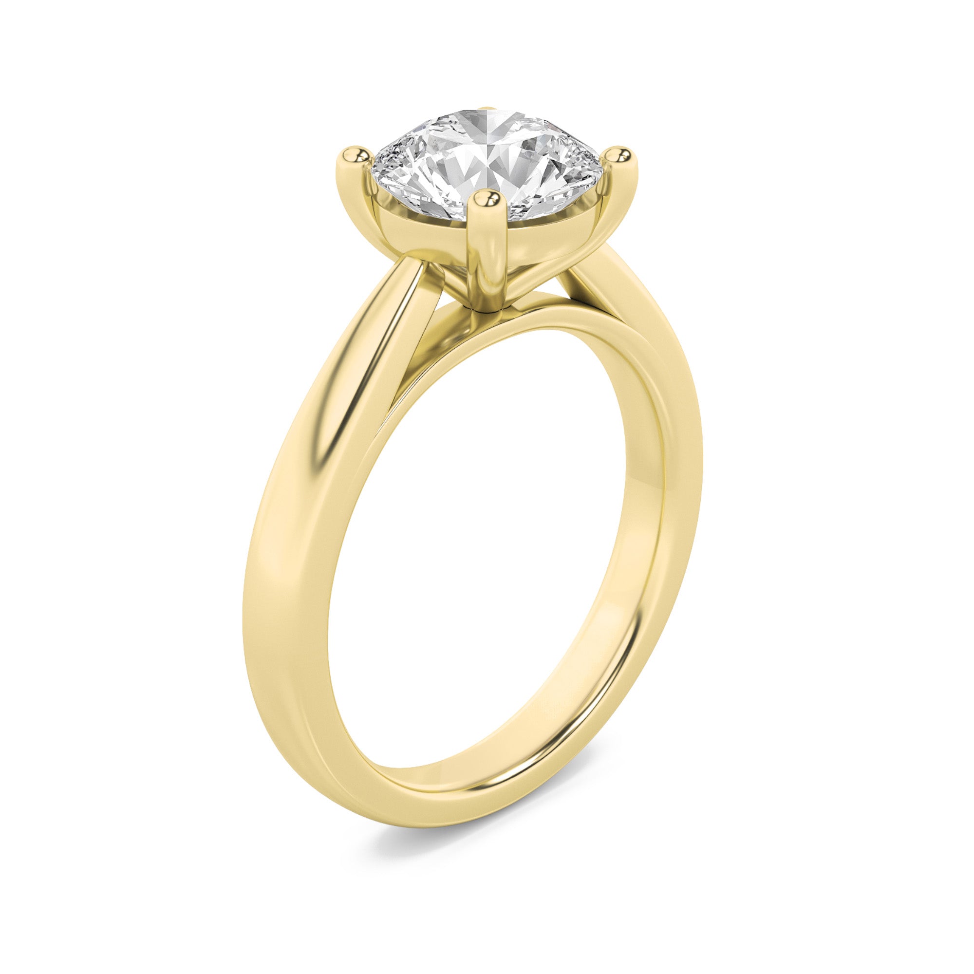 1Cttw Round Shaped Lab Grown Diamond (F/VS) Classic Shank Solitaire Engagement Ring in 14K Gold