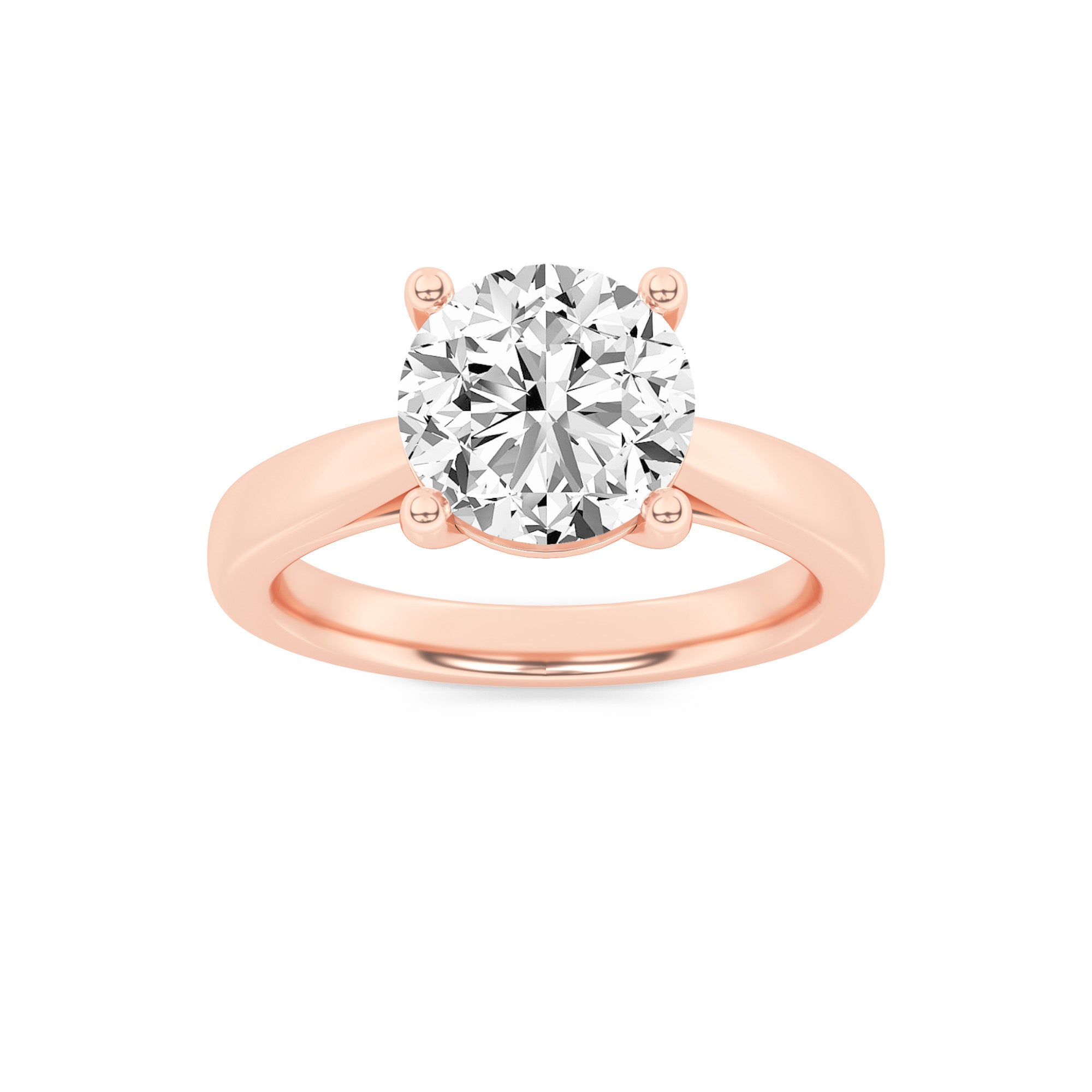 2Cttw Round Shaped Lab Grown Diamond (G/VS) Classic Shank Solitaire Engagement Ring in 14K Gold